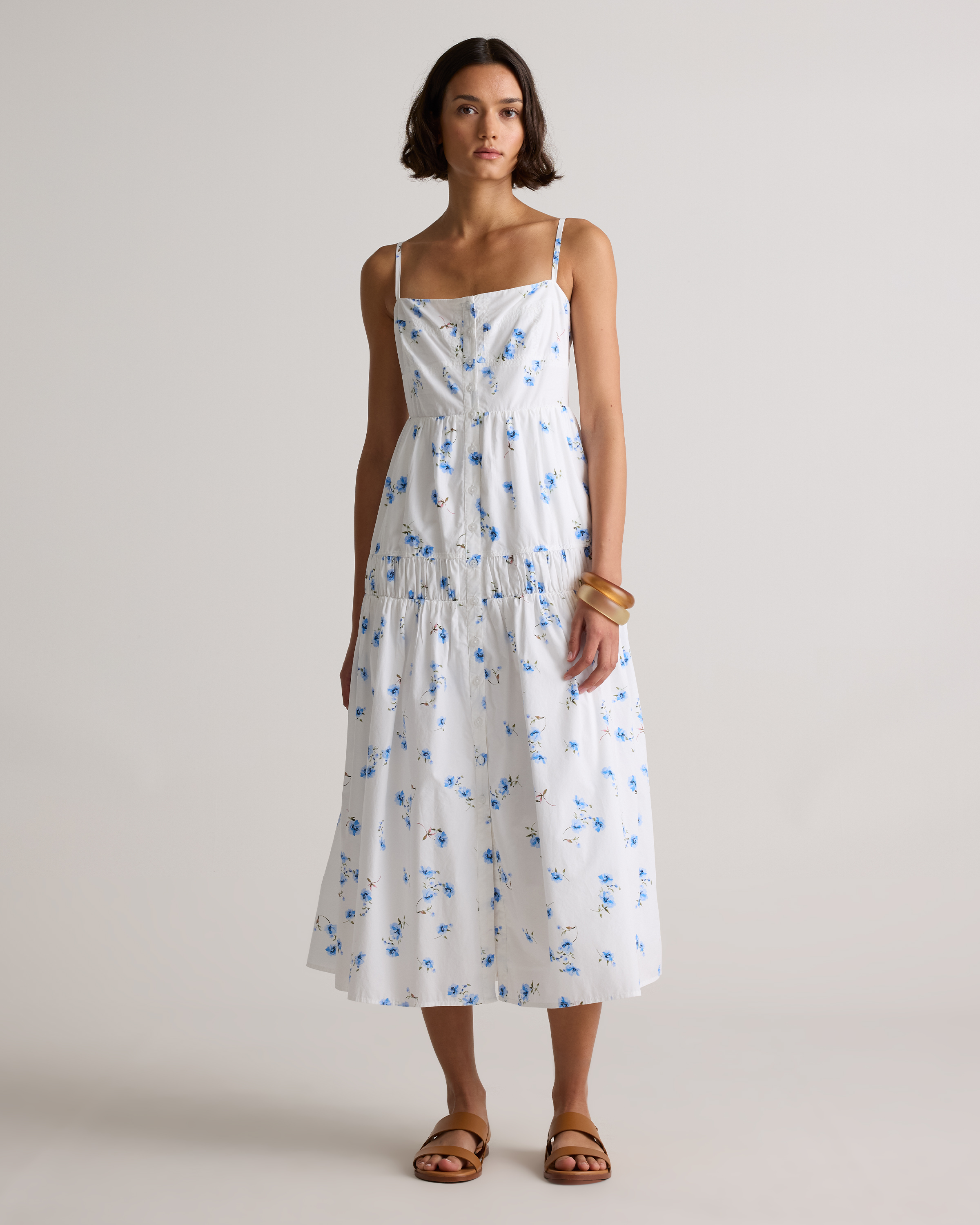 100% Organic Cotton Poplin Spaghetti Strap Maxi Dress