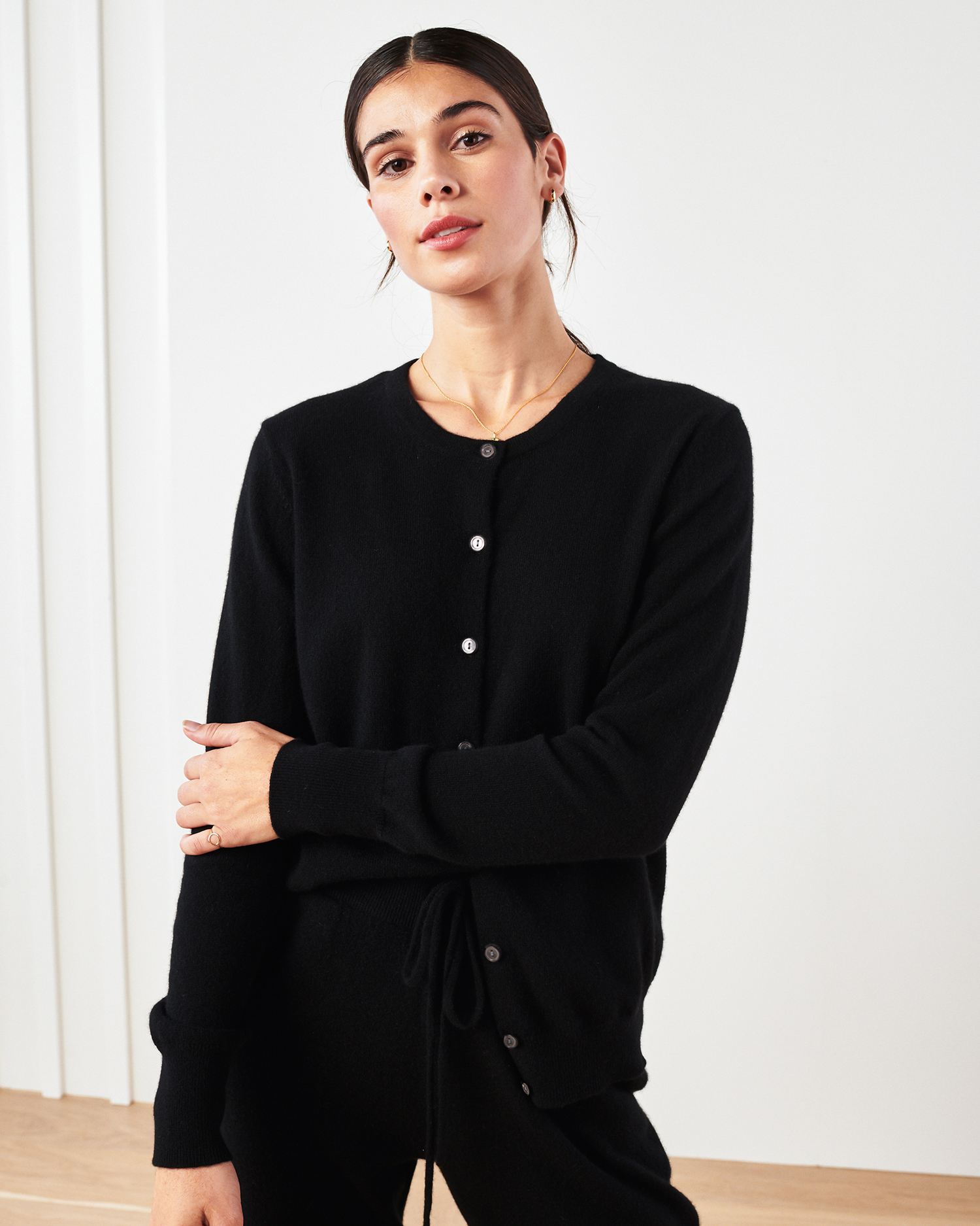 black cashmere cardigan sweater