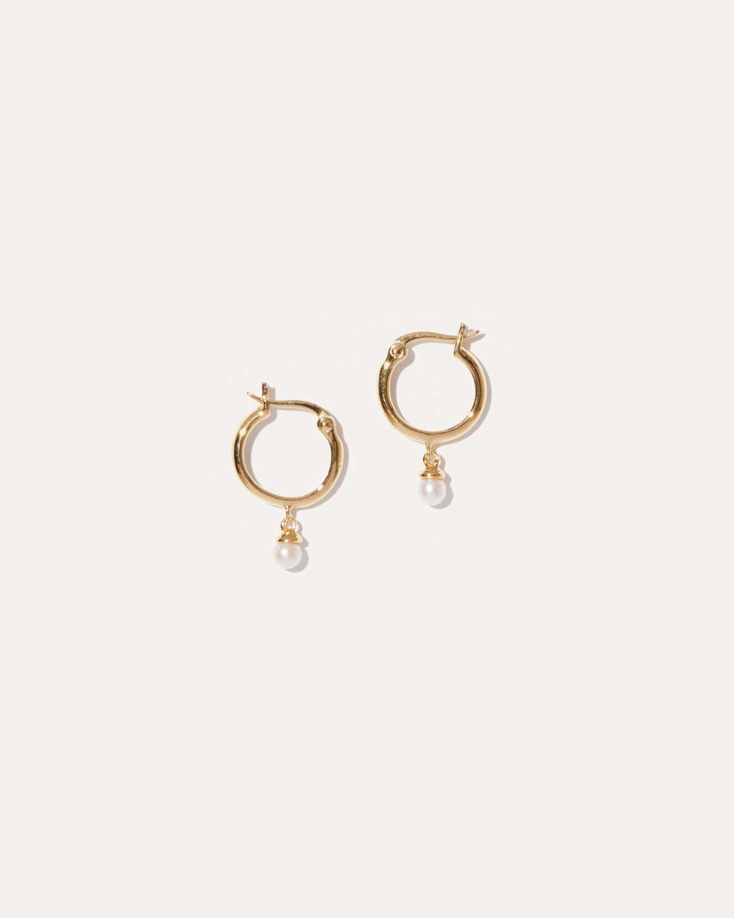 Small Freshwater Cultured Pearl Hoops - Gold Vermeil
