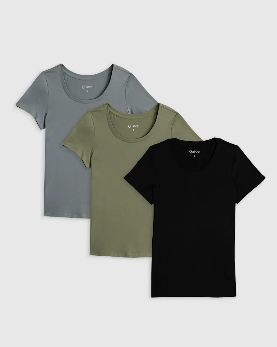 Dark Grey Cotton Modal Scoop Neck Tee-3