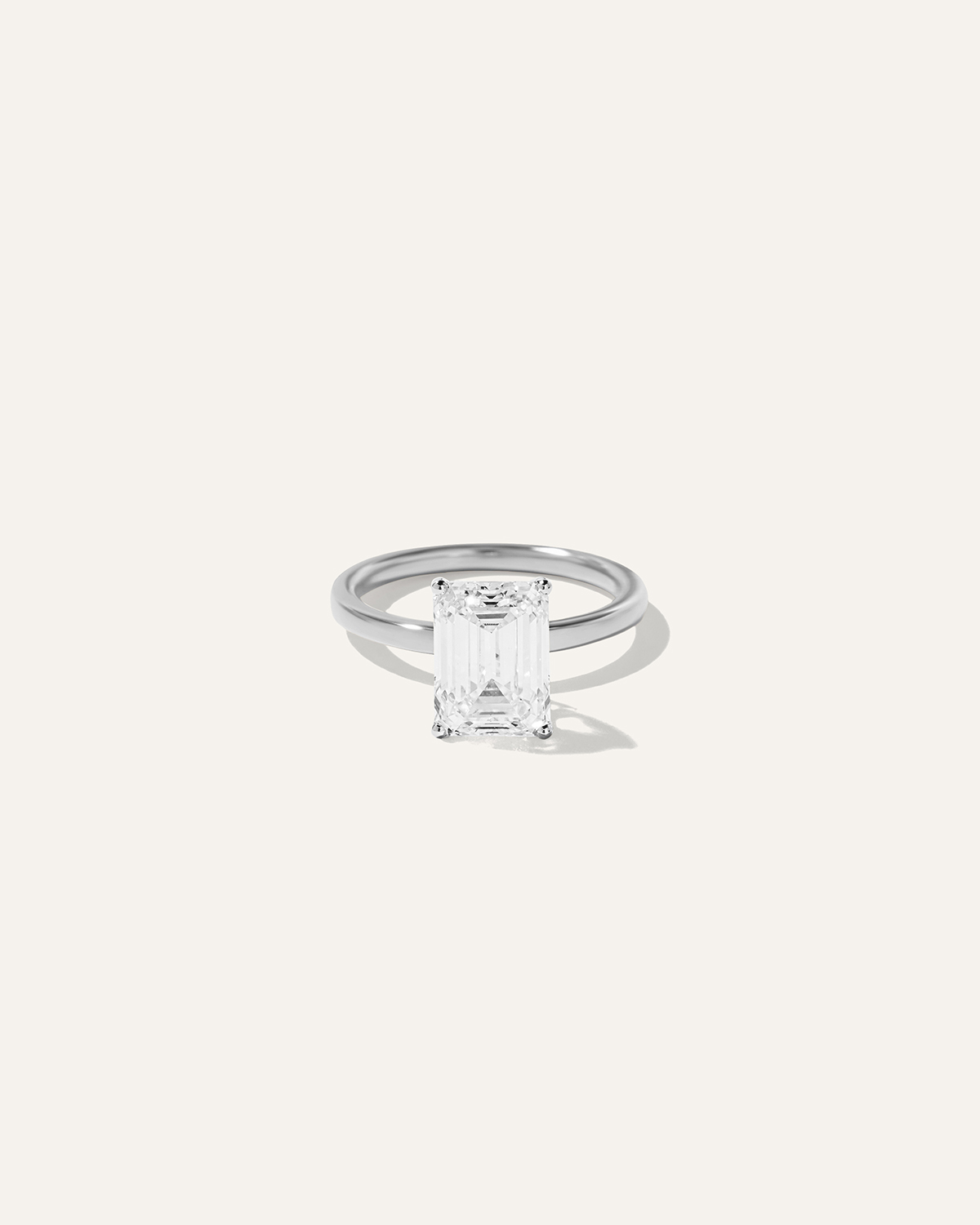 Shop Quince Women's Lab Grown Diamond Emerald Comfort Fit Engagement Ring In White Gold