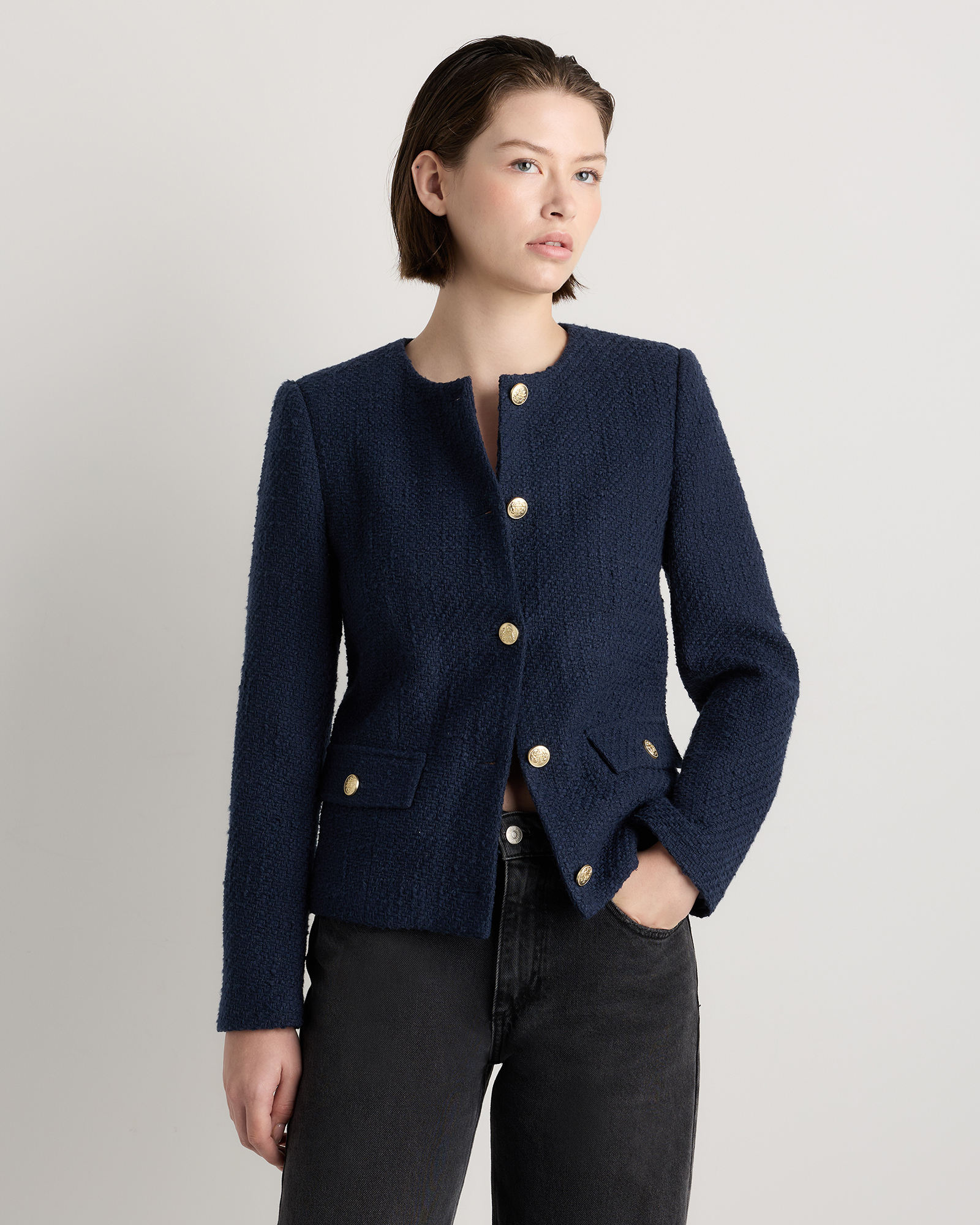 Tweed Collarless Jacket