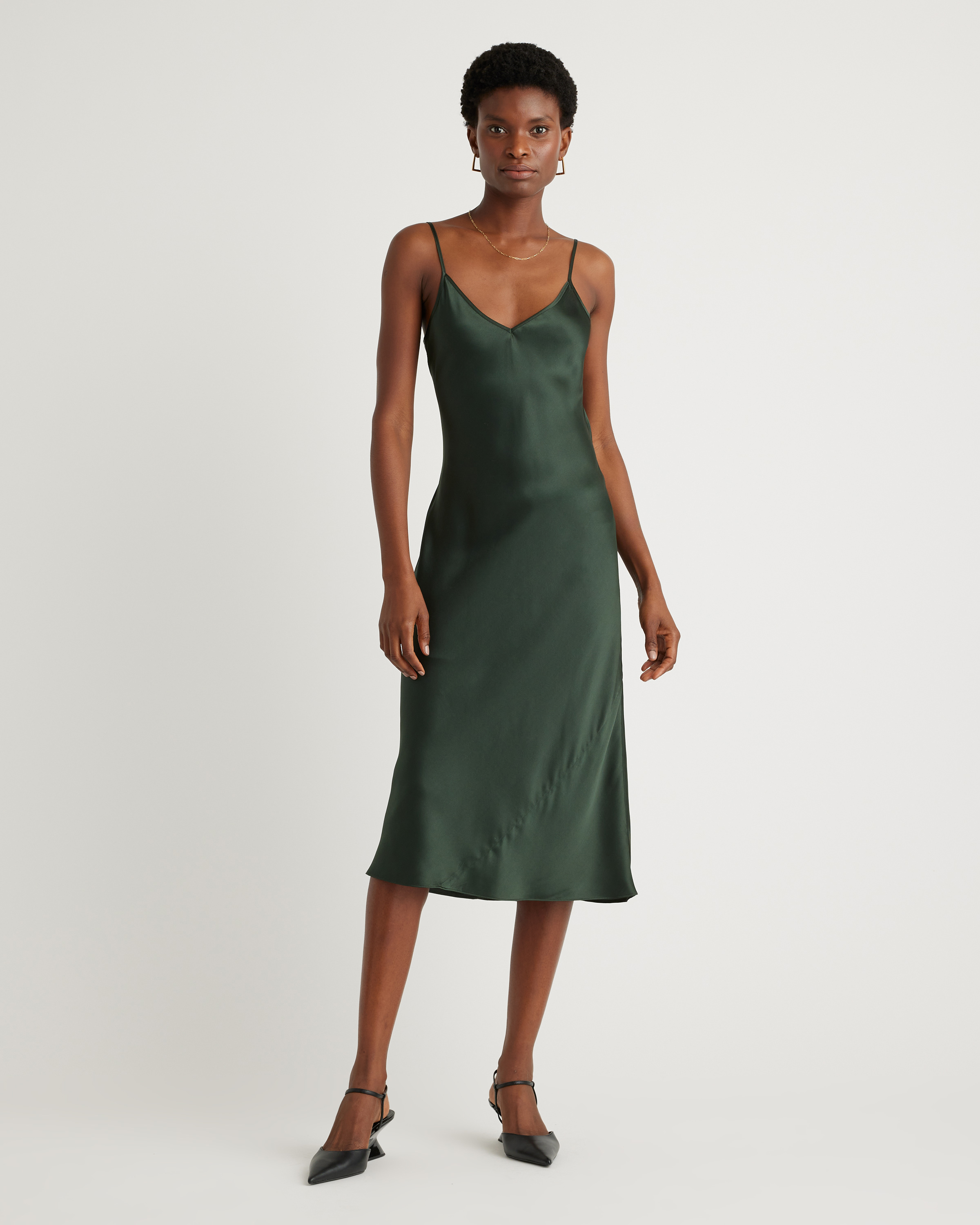champagne midi slip dress Midi Slip Dress