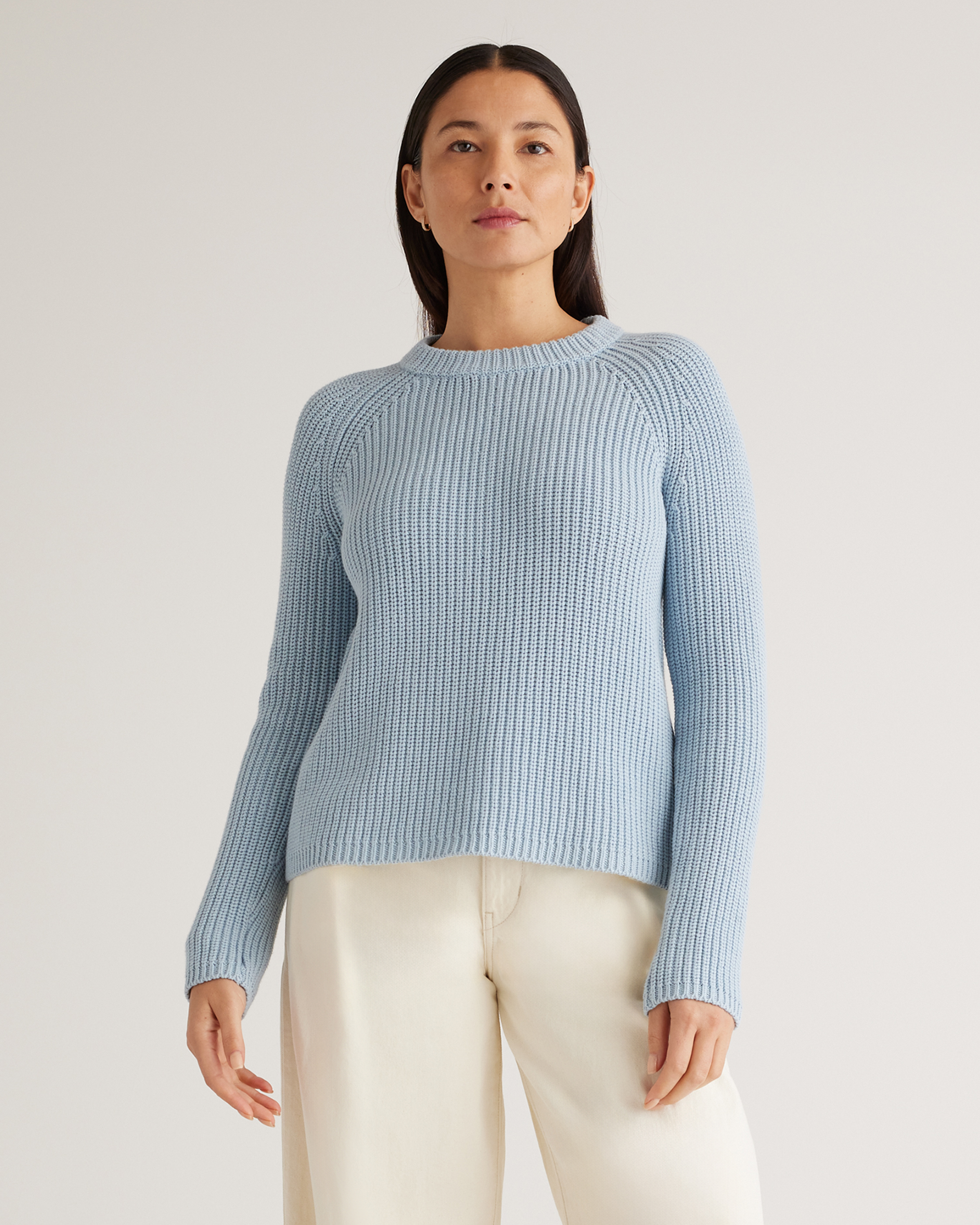 Shop Quince Women's Fisherman Crew Sweater In Sky Blue