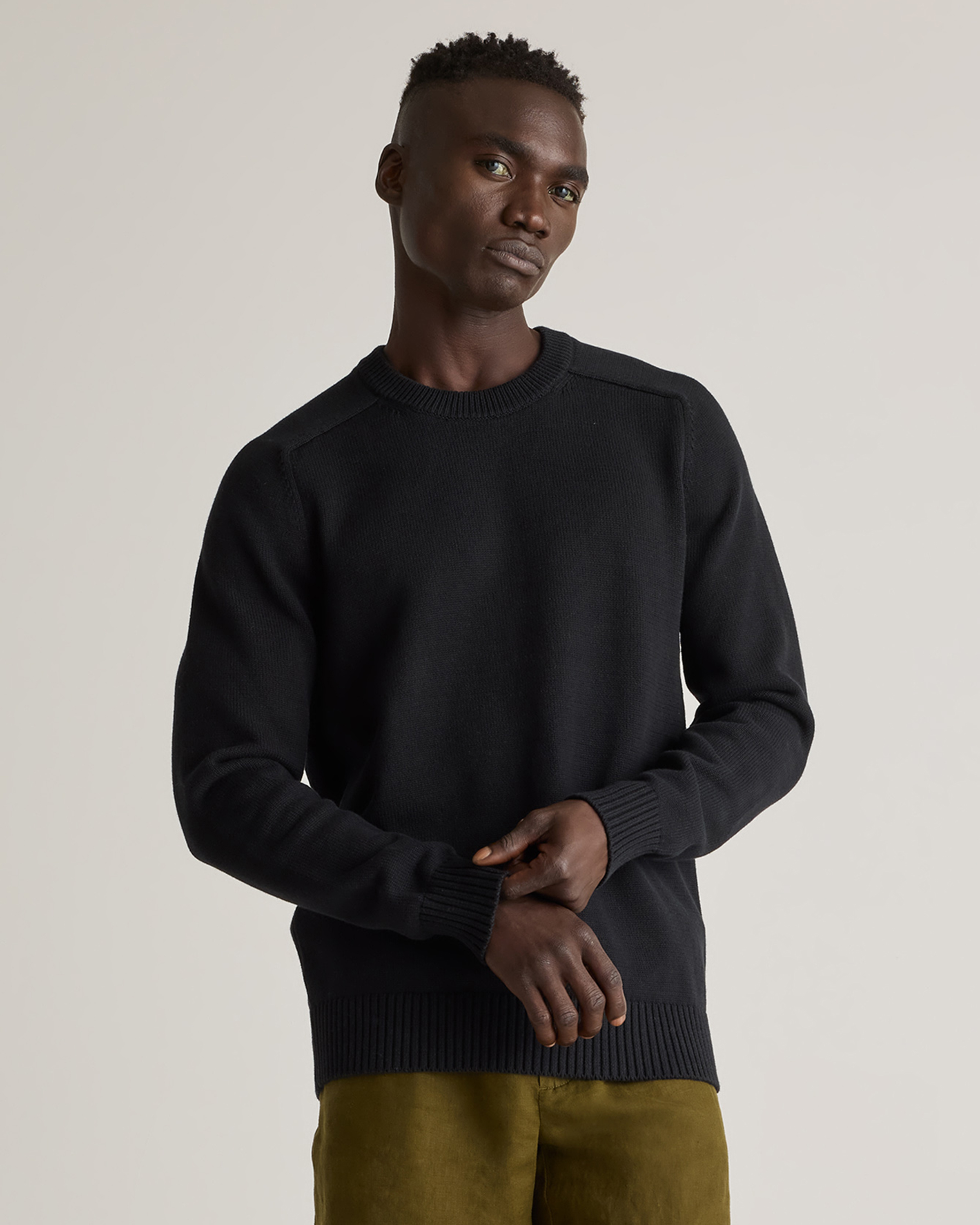 100% Organic Cotton Crewneck Sweater in Navy