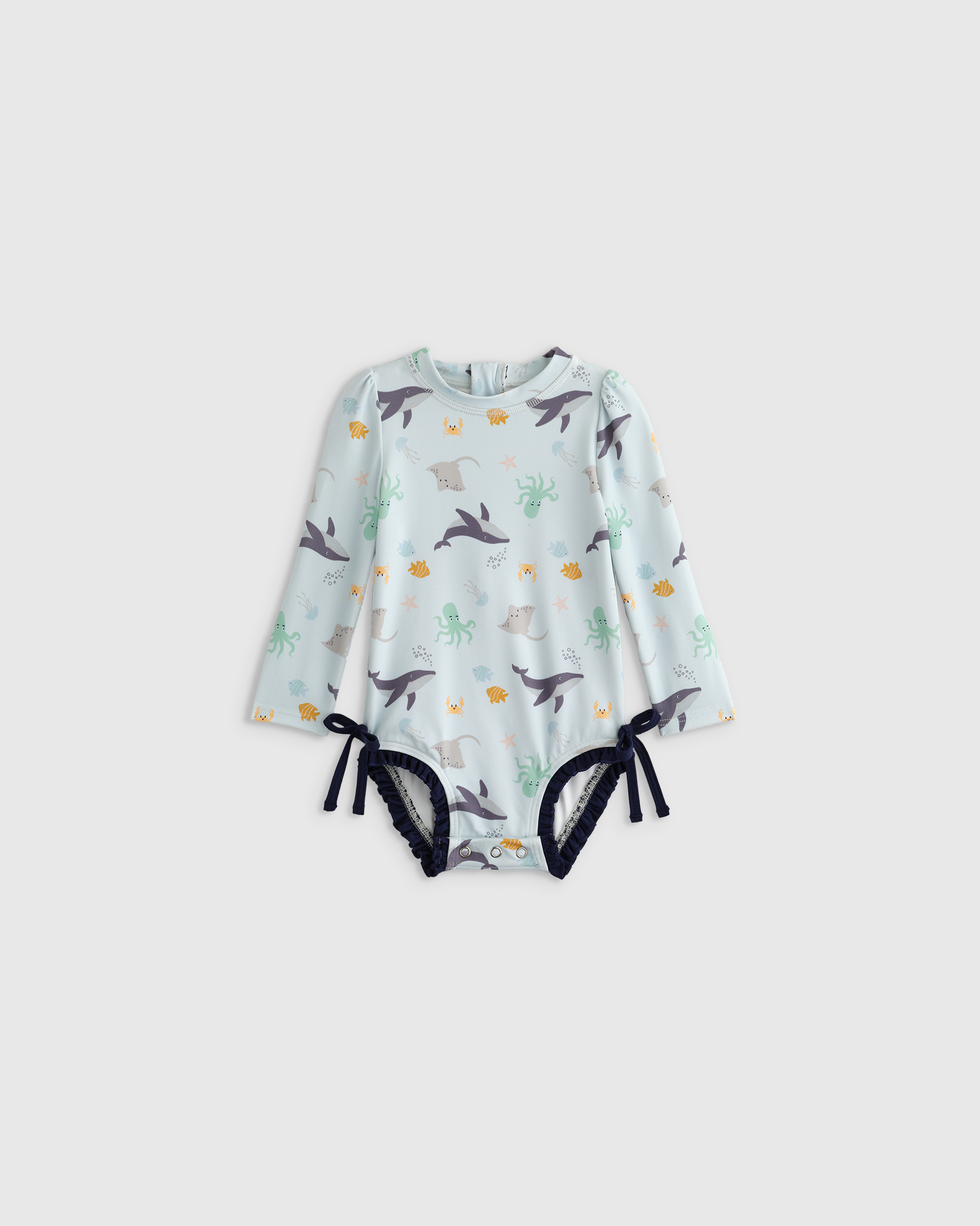 Sunsafe Ruffle One-Piece Rash Guard & Hat Set - thumbnail 3