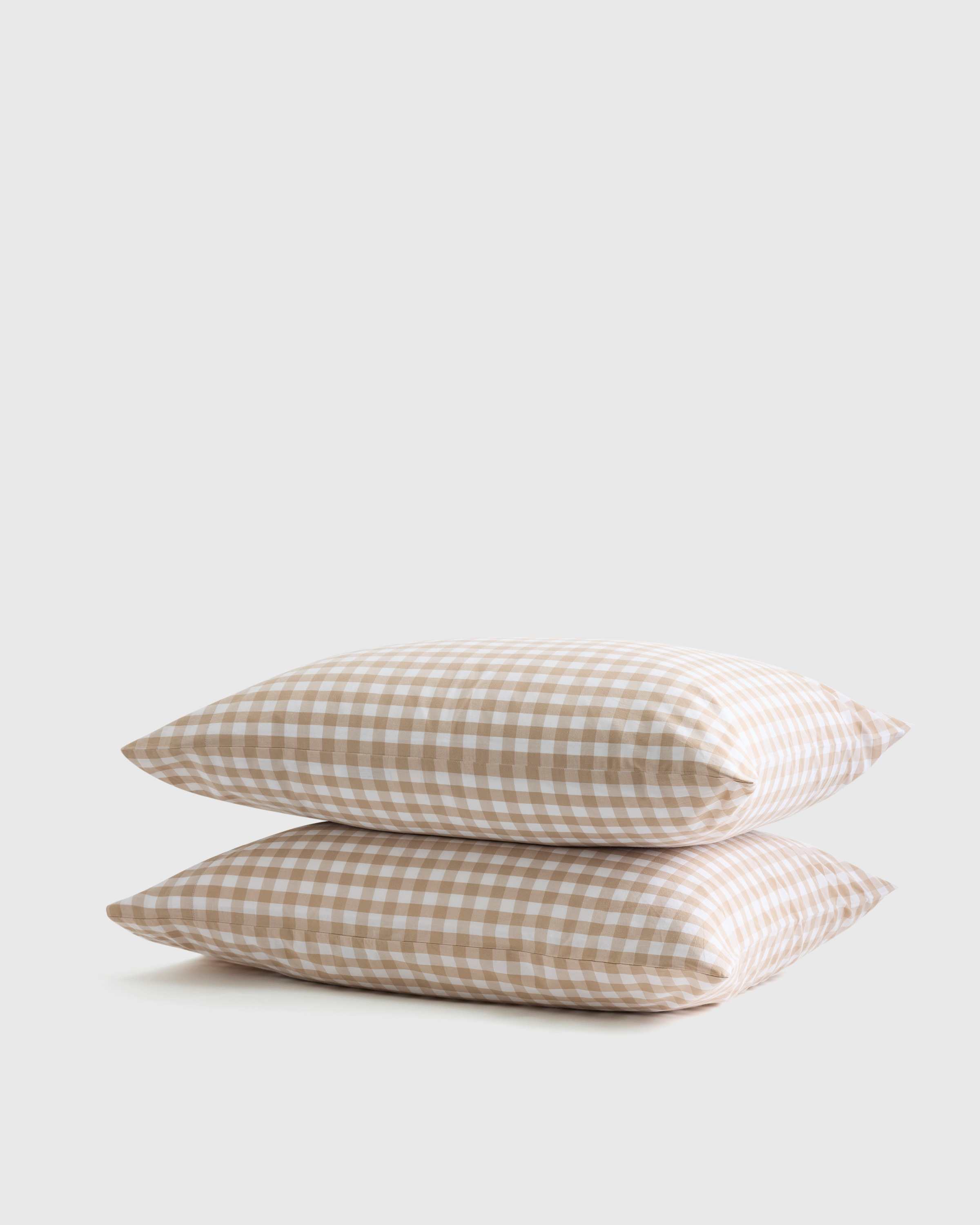 Classic Organic Percale Gingham Pillowcase Set in Cafe