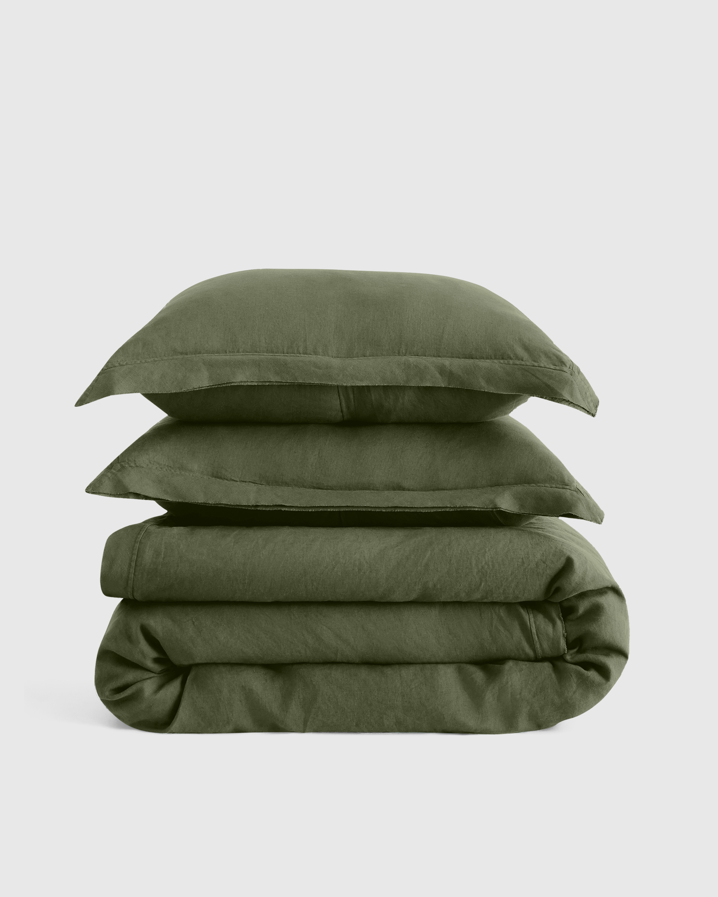 Charcoal Queen European Linen Double Flange Duvet Cover Set