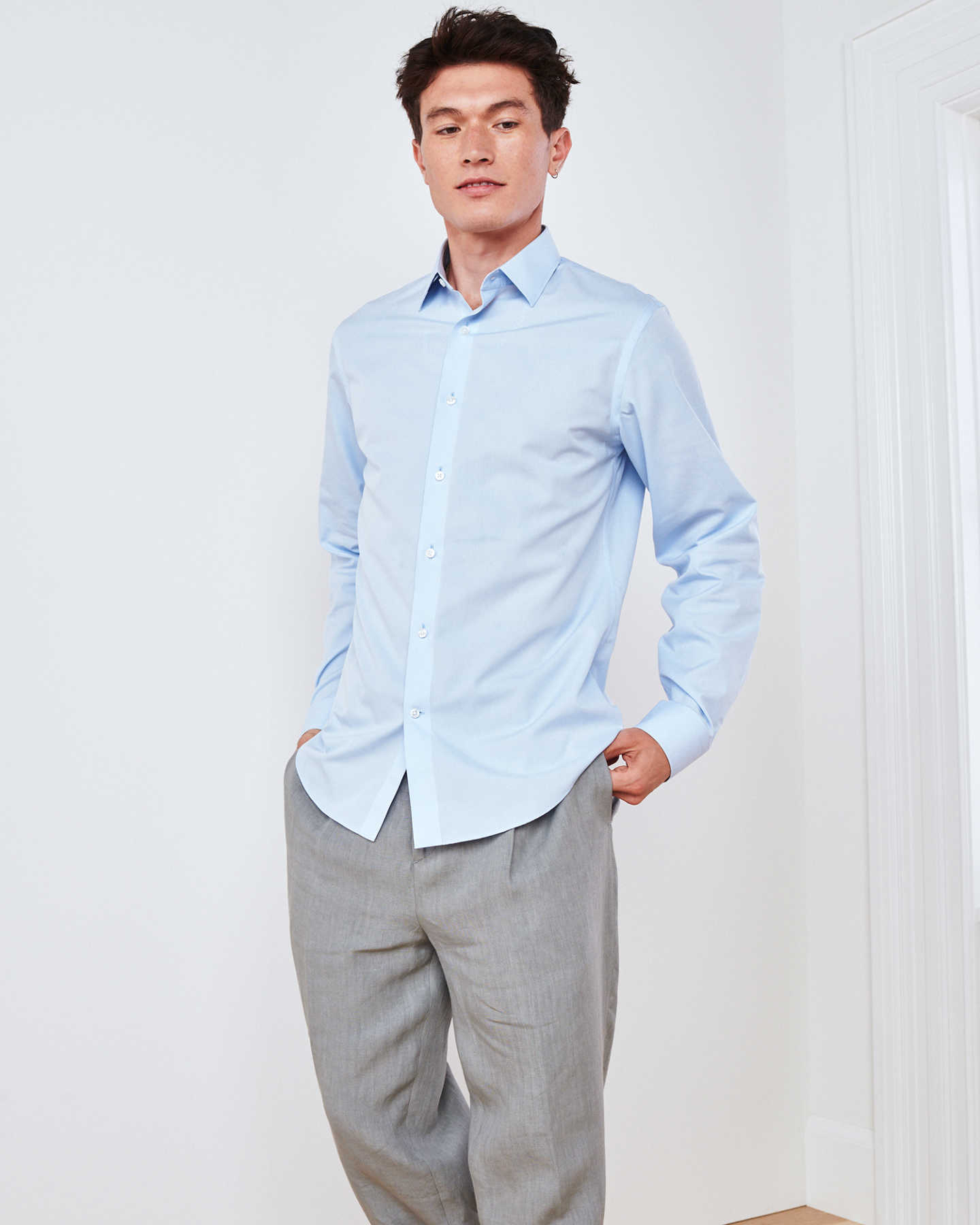 120s Supima Dress Shirt (w/ WrinkleGuard) - Light Blue