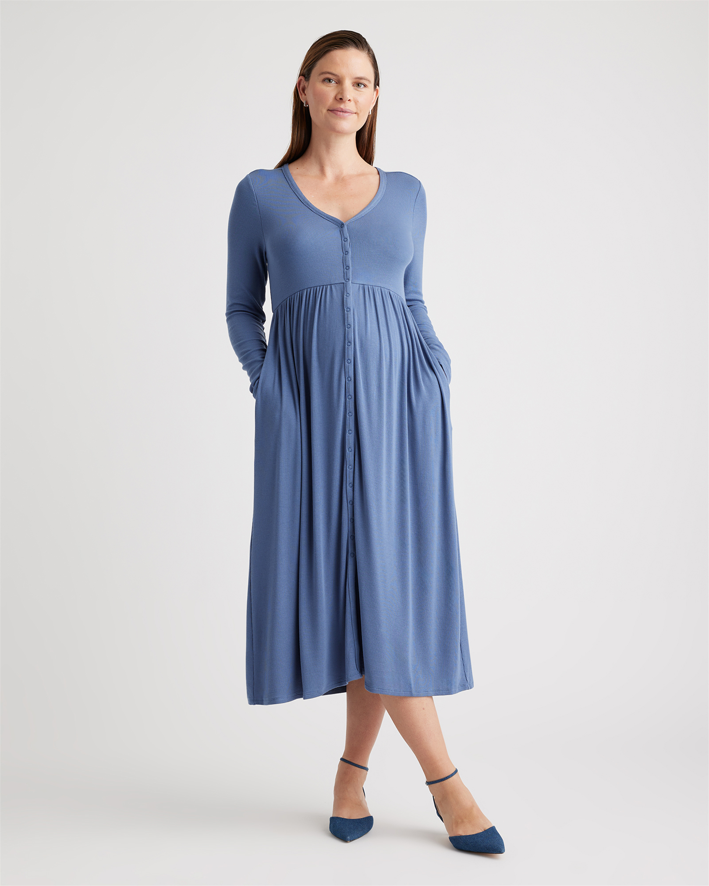 Nursing Slip Dress Dark Blue Knit Slip Dress, S-XXL