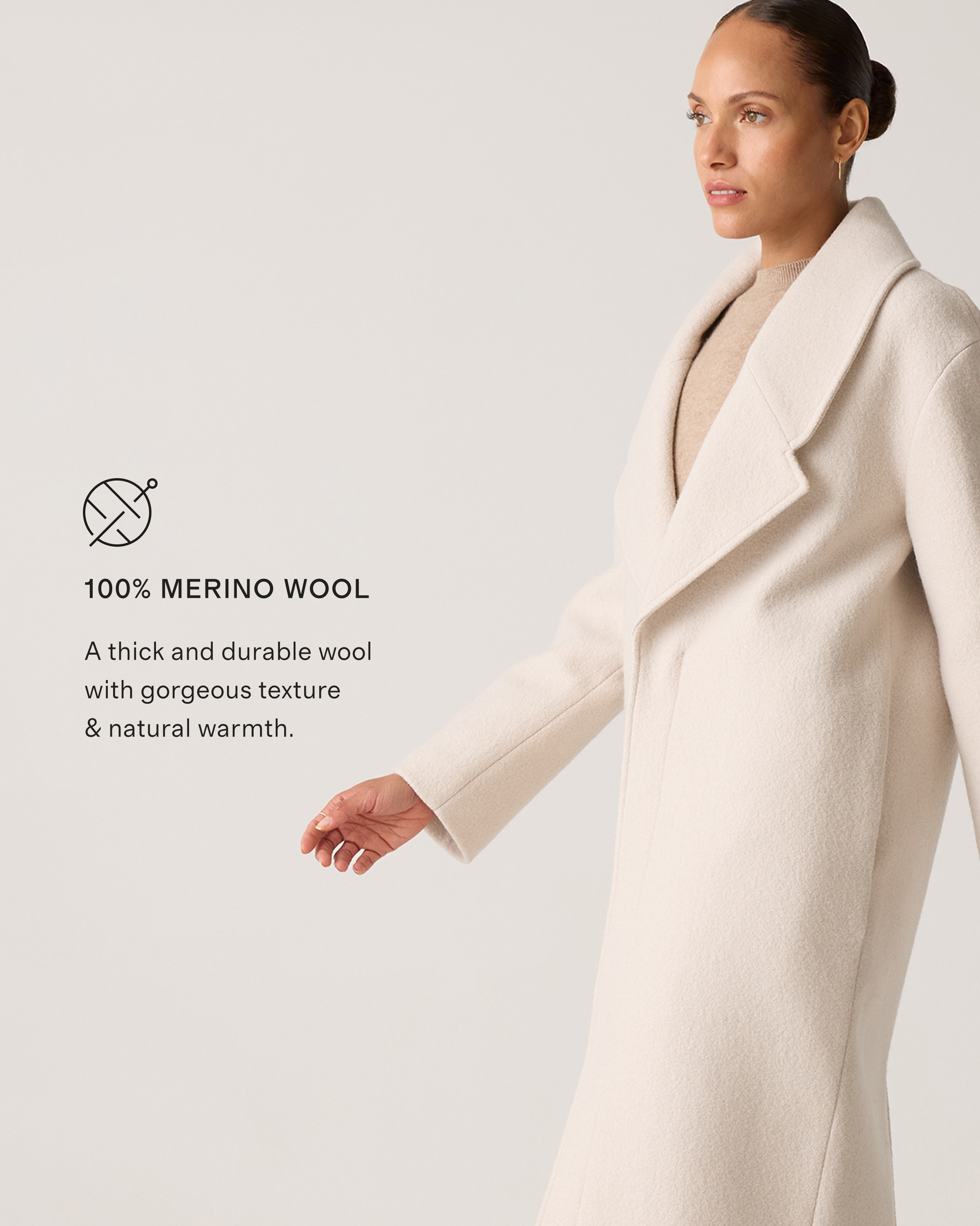 100% Merino Wool Shawl Collar Long Coat