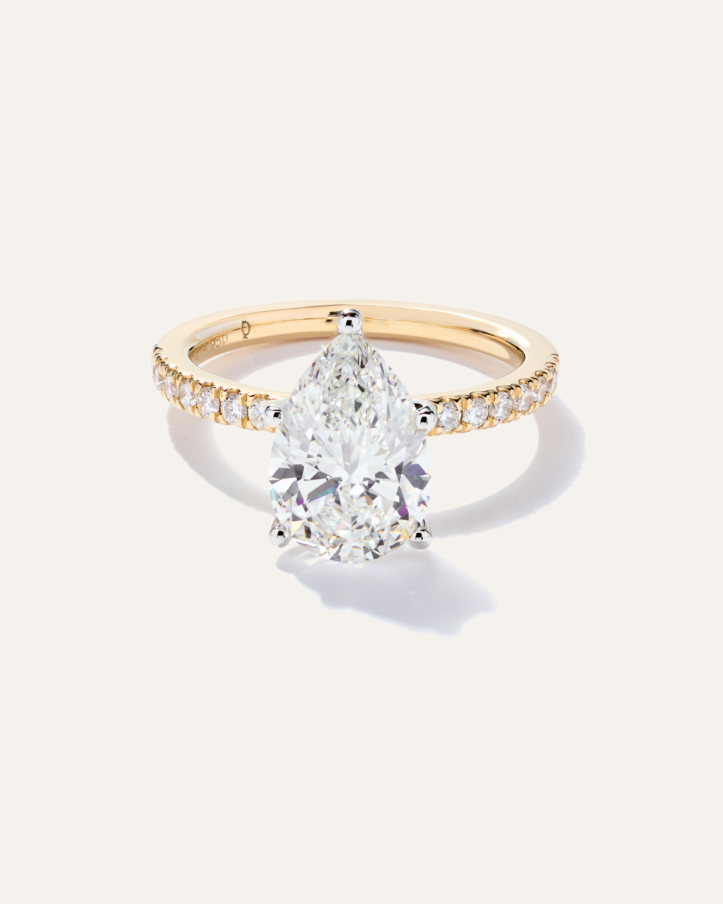 Lab Grown Diamond Pear Petite Pave Engagement Ring - 3ct