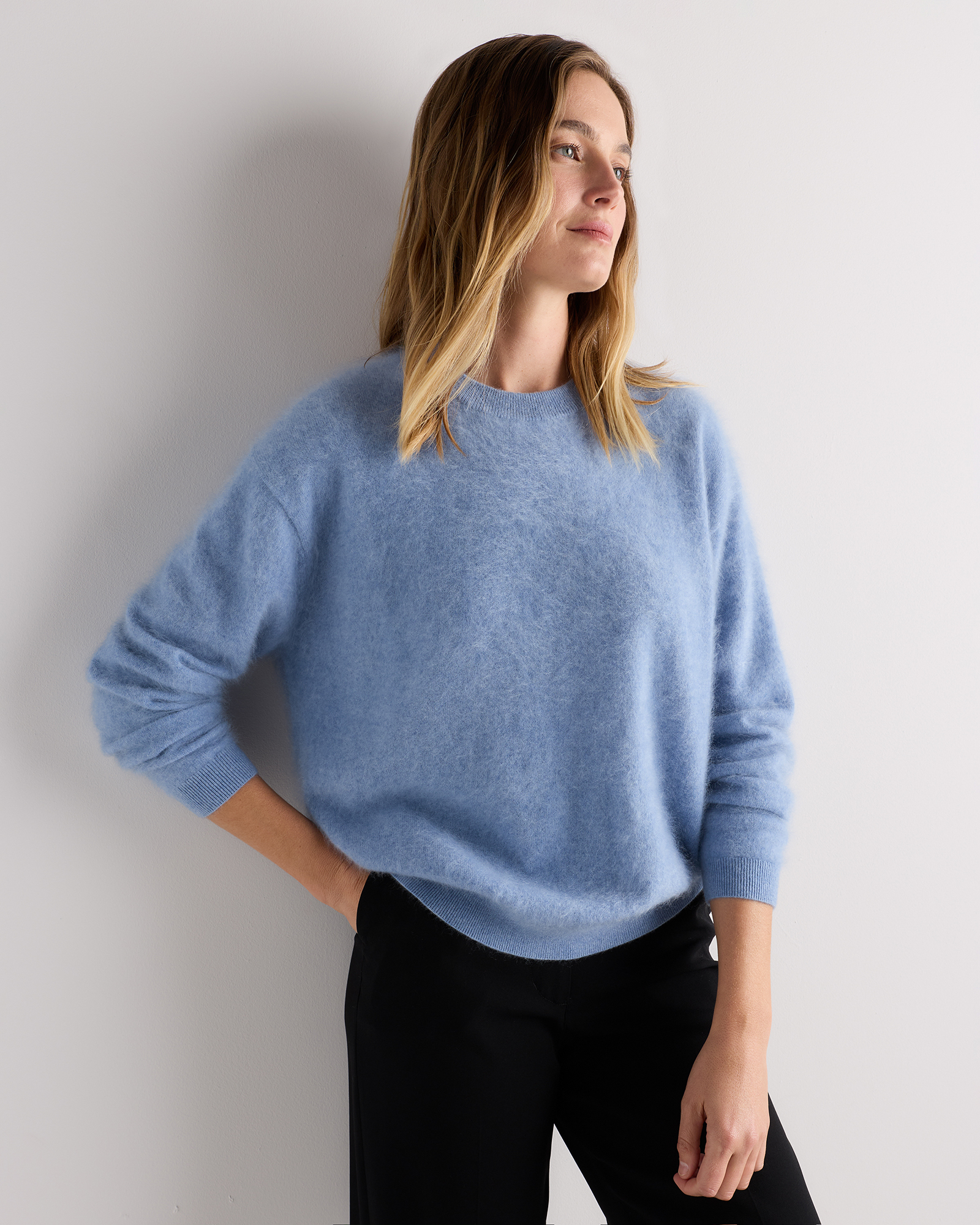 Brushed Cashmere Relaxed Crewneck Sweater