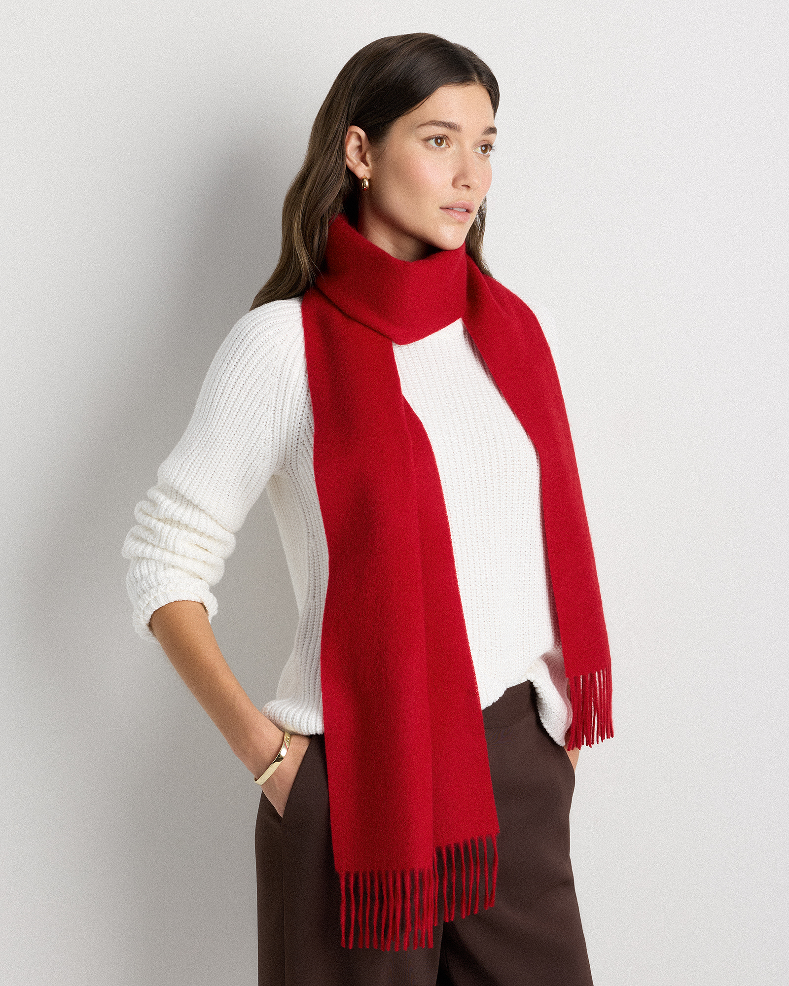 Mongolian Cashmere Woven Fringe Scarf