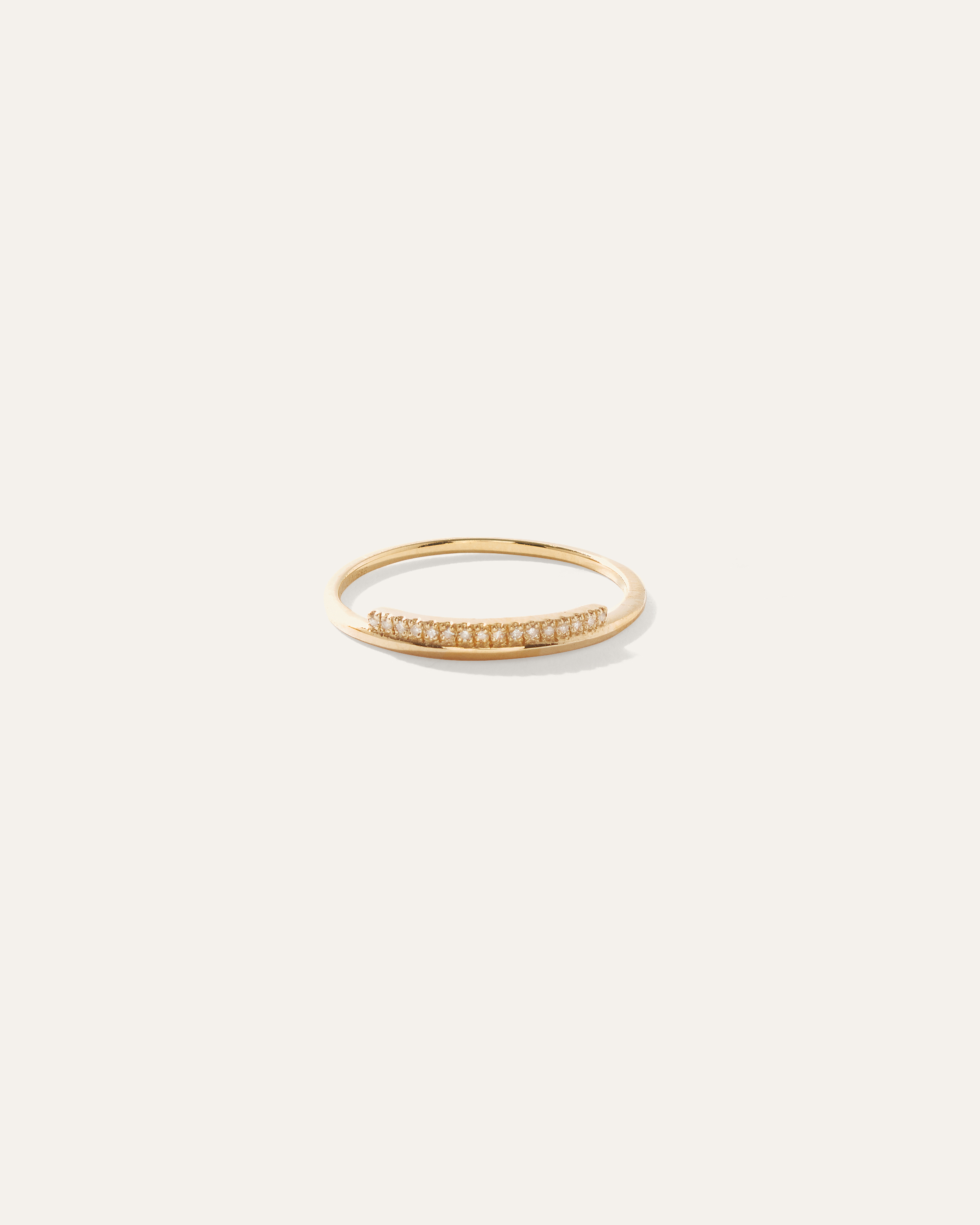 14K Gold Pave Diamond Bar Stack Band