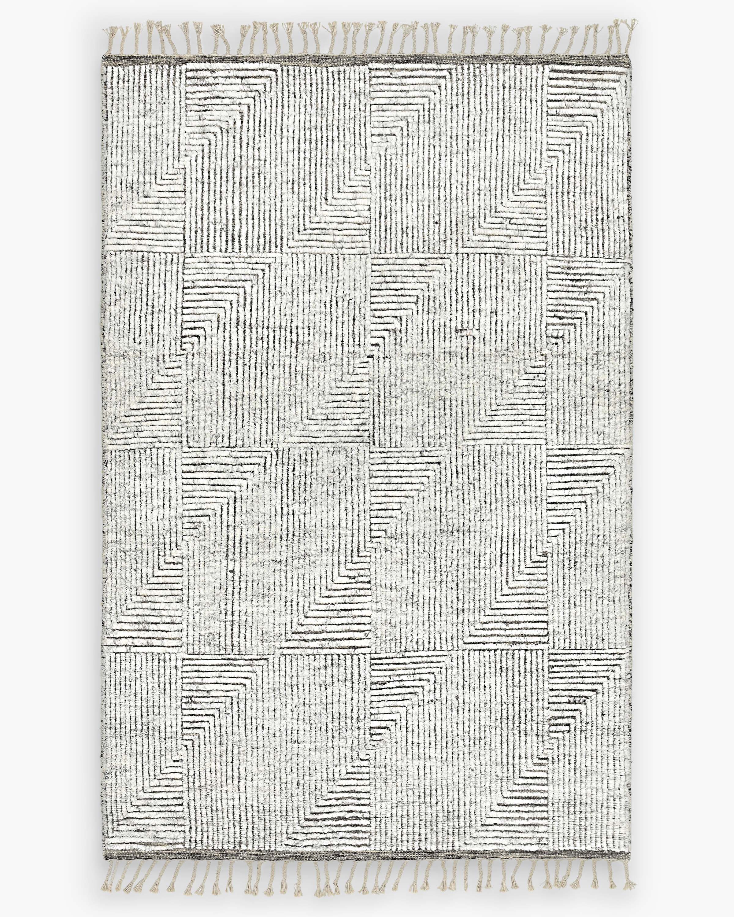 Quince Aiden Hand Knotted Wool Rug In Ivory/charcoal