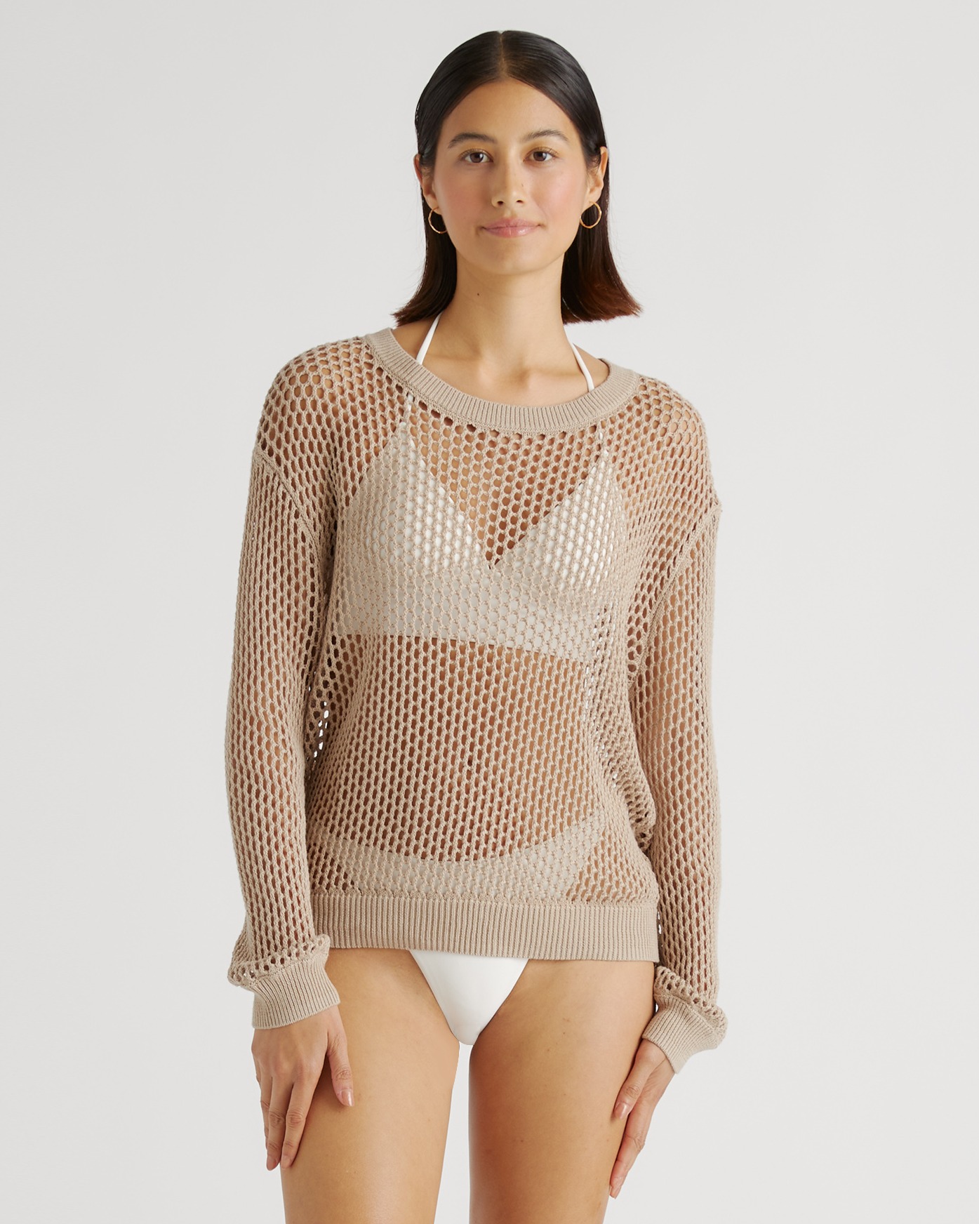 100% Organic Cotton Open-Knit Cover-Up Crew