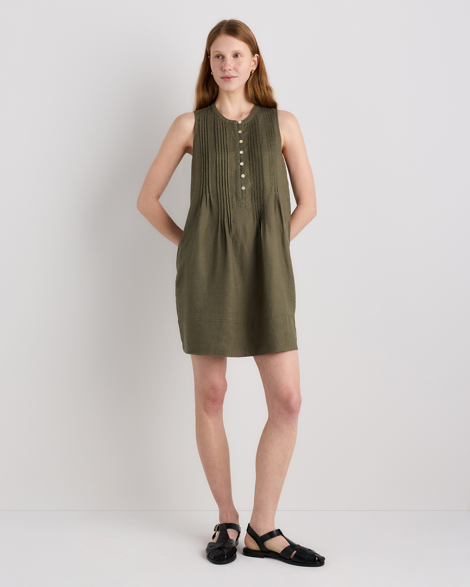 100% European Linen Sleeveless Swing Dress
