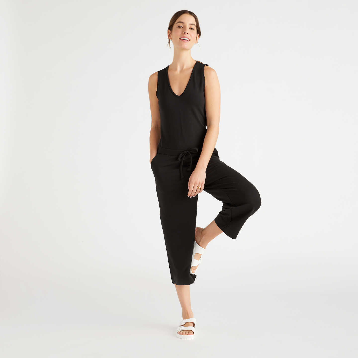 French Terry Modal Jumpsuit - Black