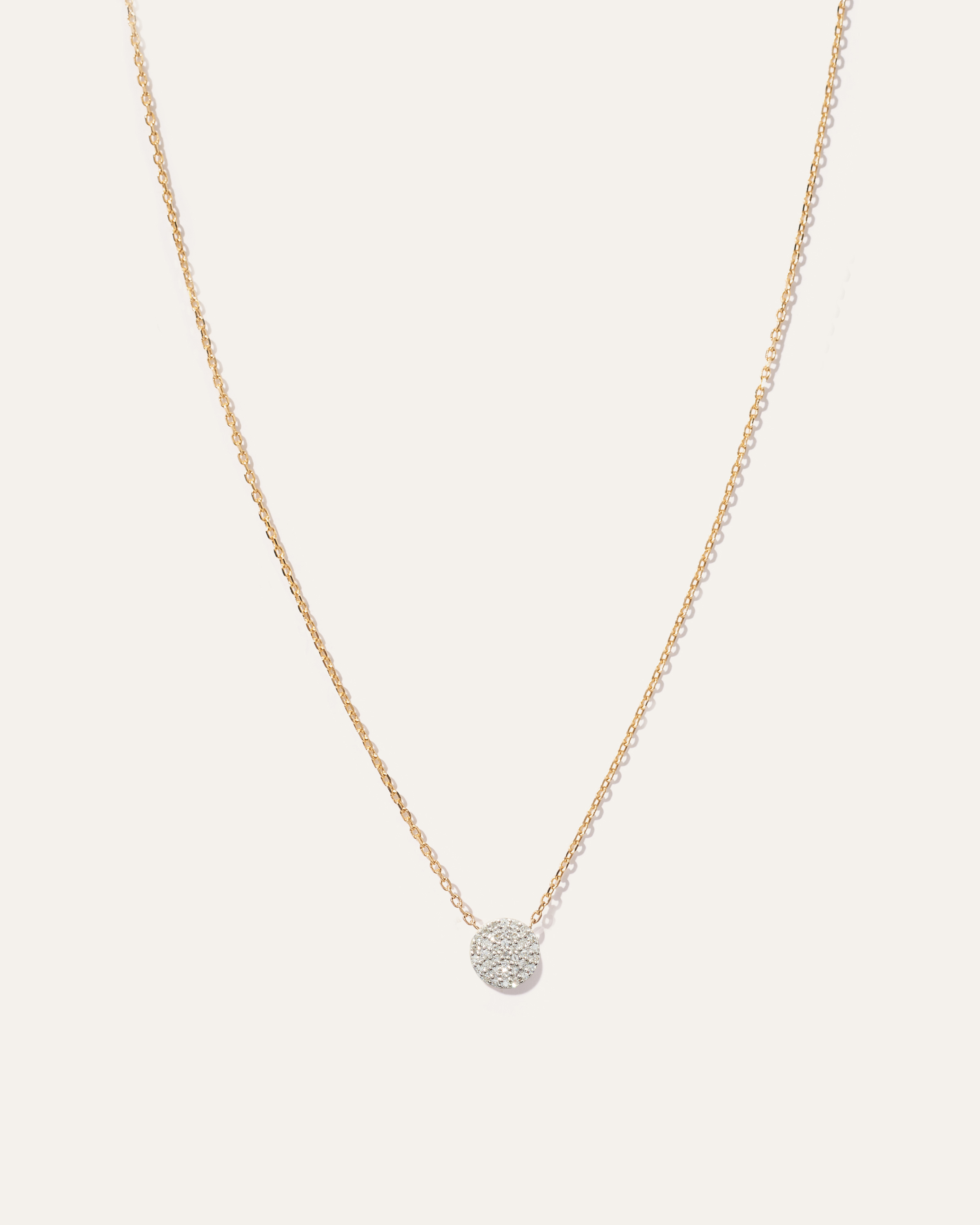 Quince Women's 14k Gold Pave Diamond Disc Necklace