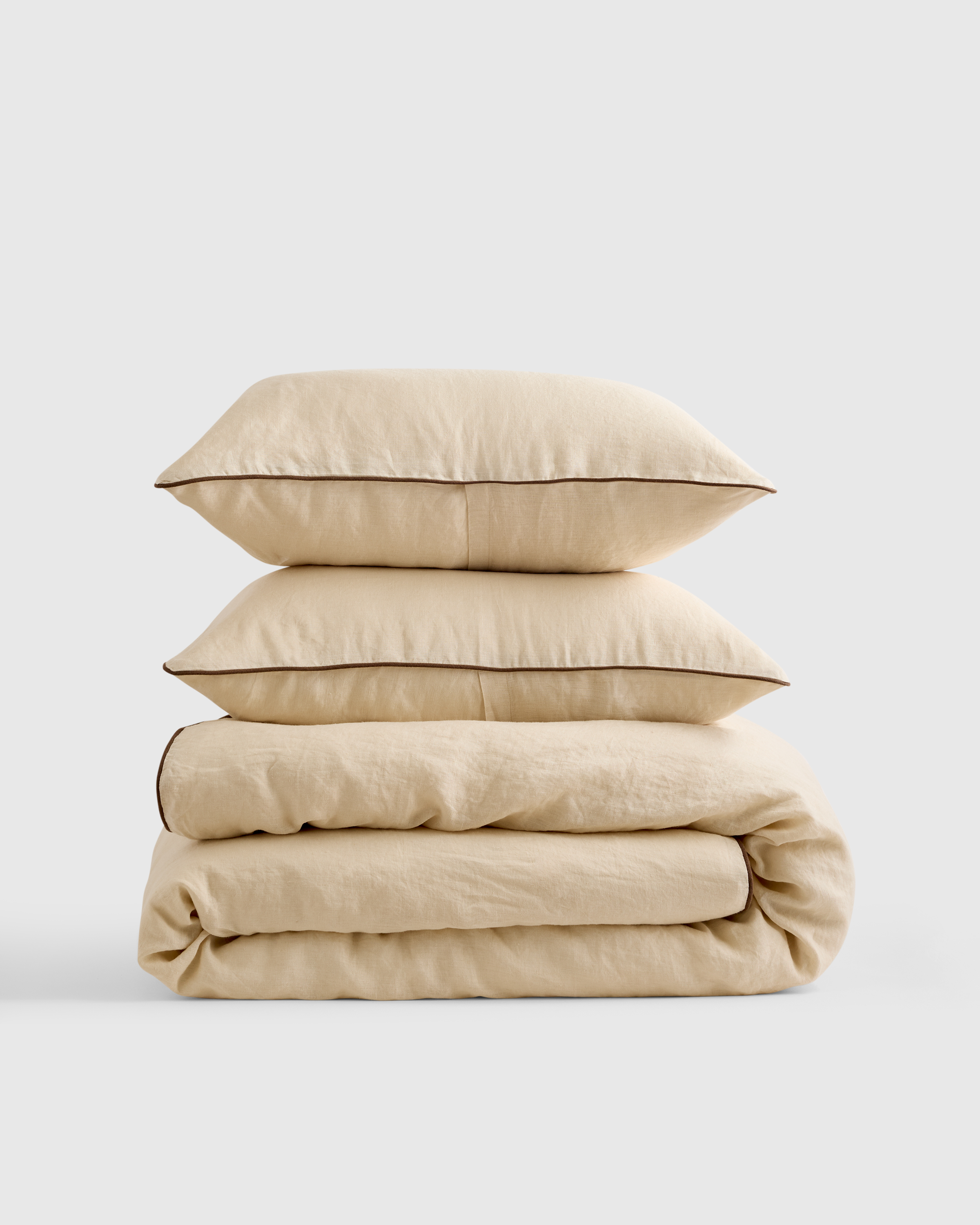 European Linen Piped Duvet Cover Set 