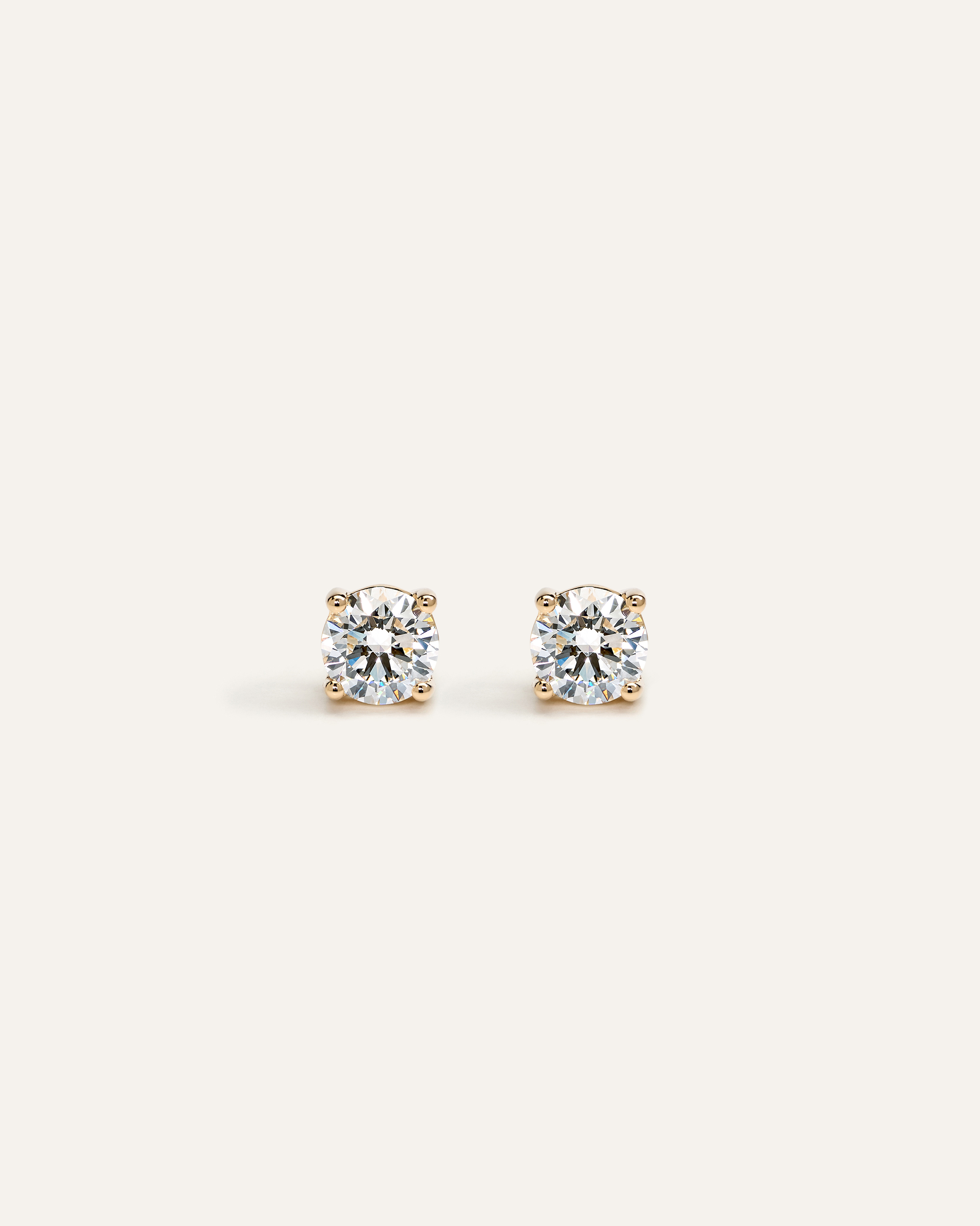14K Gold Lab Grown Diamond Four-Prong Solitaire Studs - 1ctw