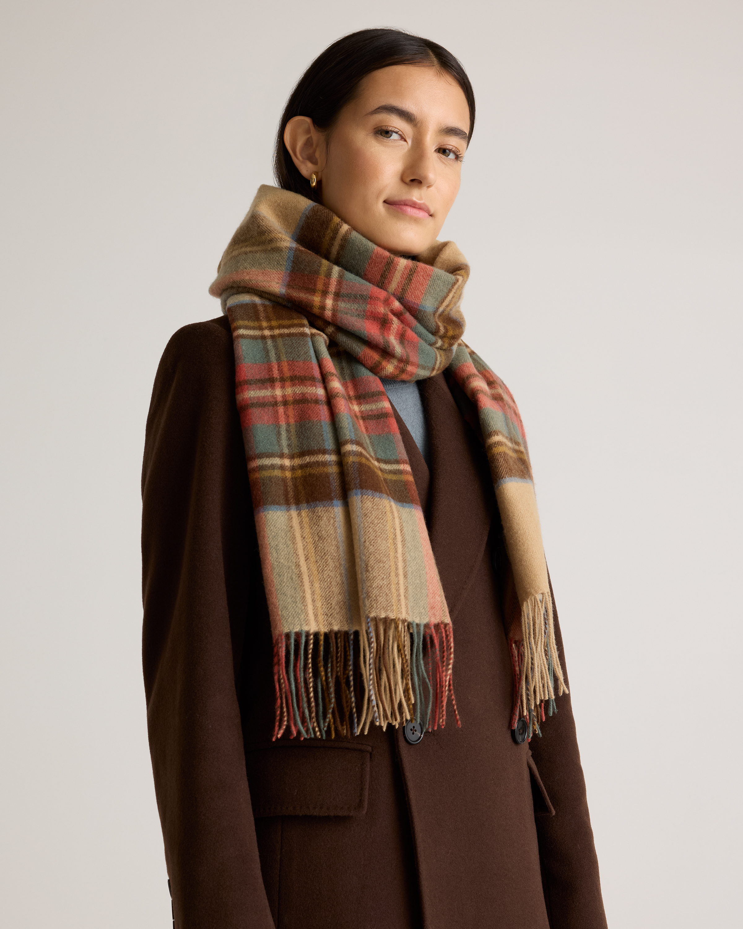 Mongolian Cashmere Tartan Scarf