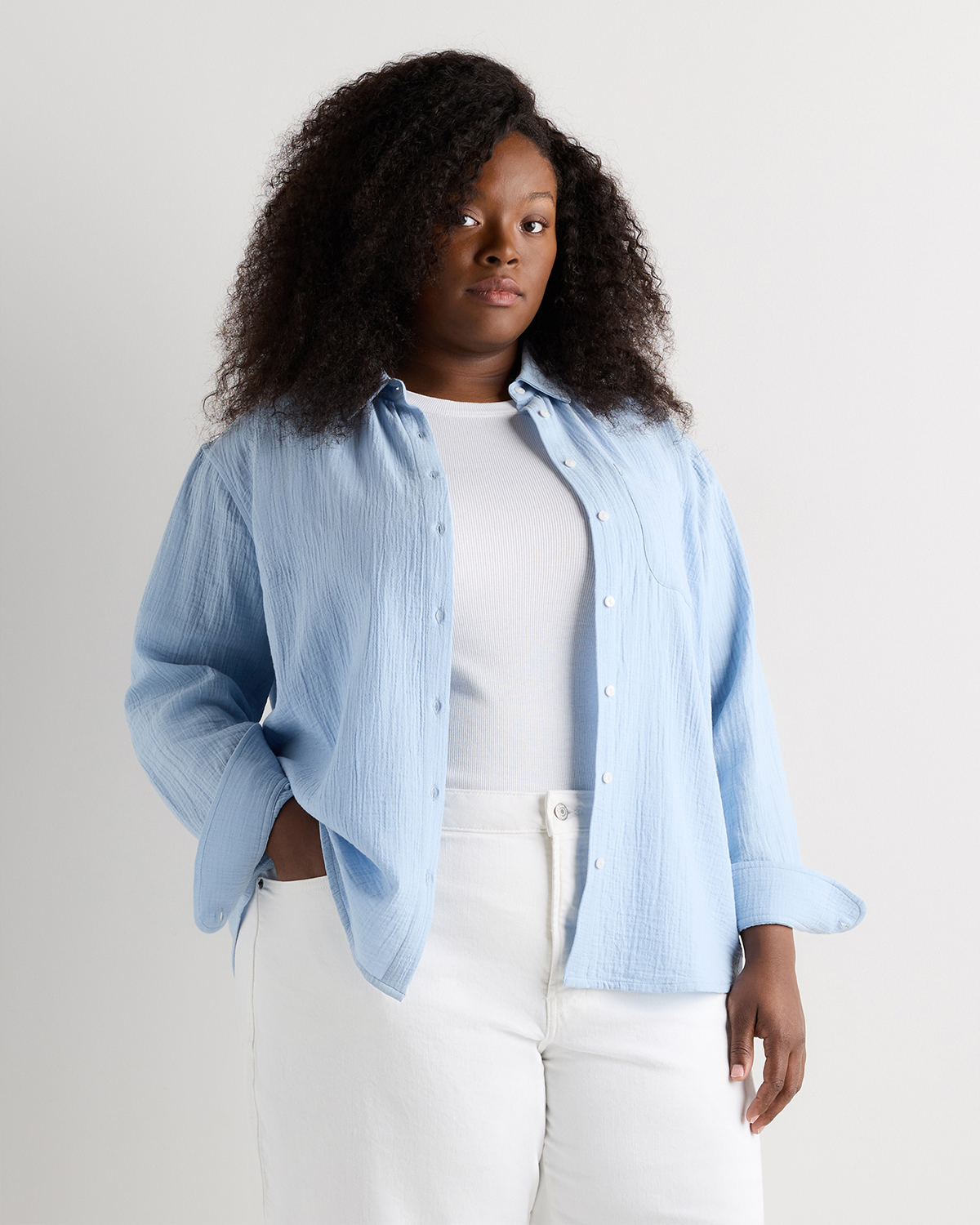 100% Organic Cotton Gauze Long Sleeve Shirt