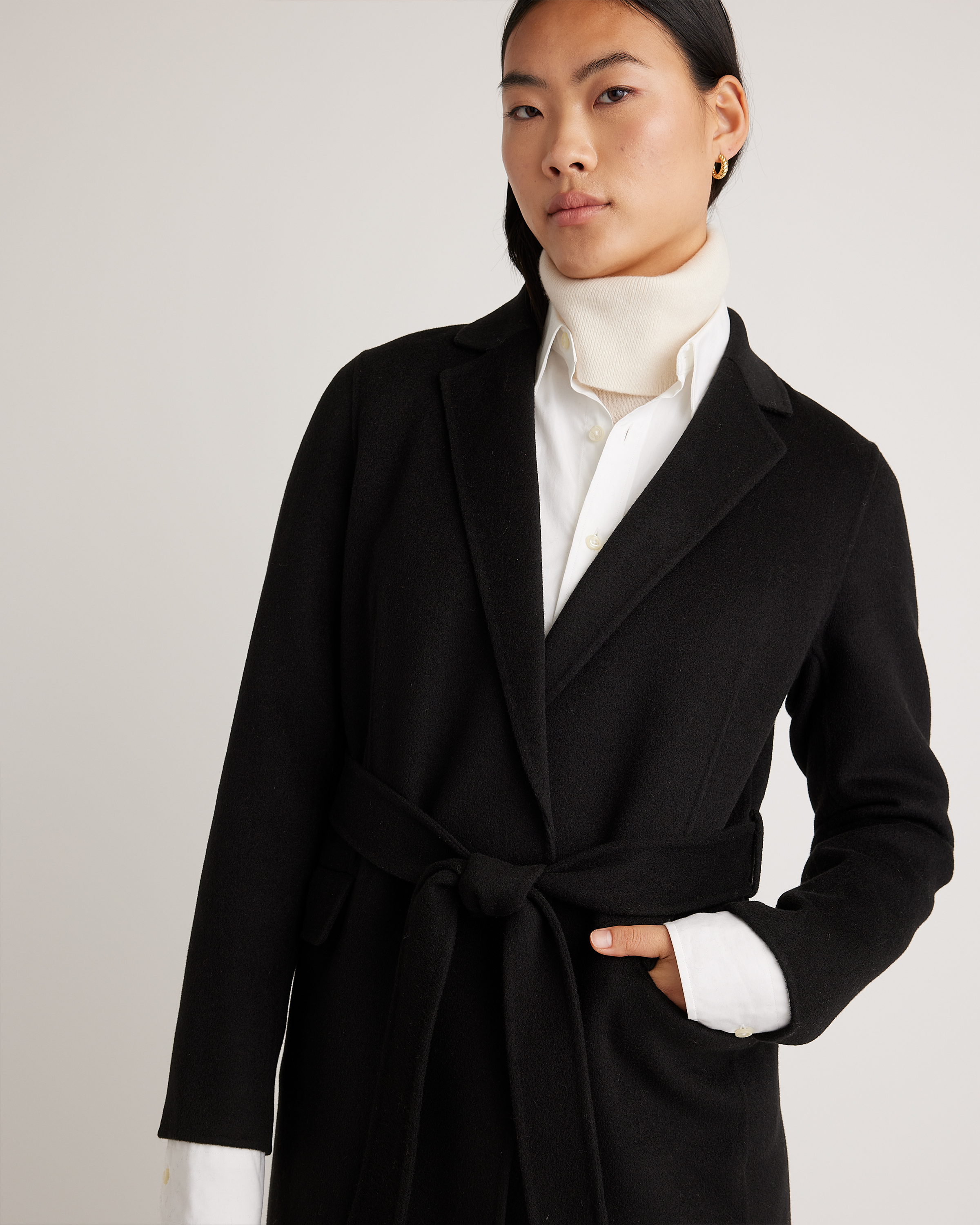 100% Mongolian Cashmere Double-Faced Wrap Coat