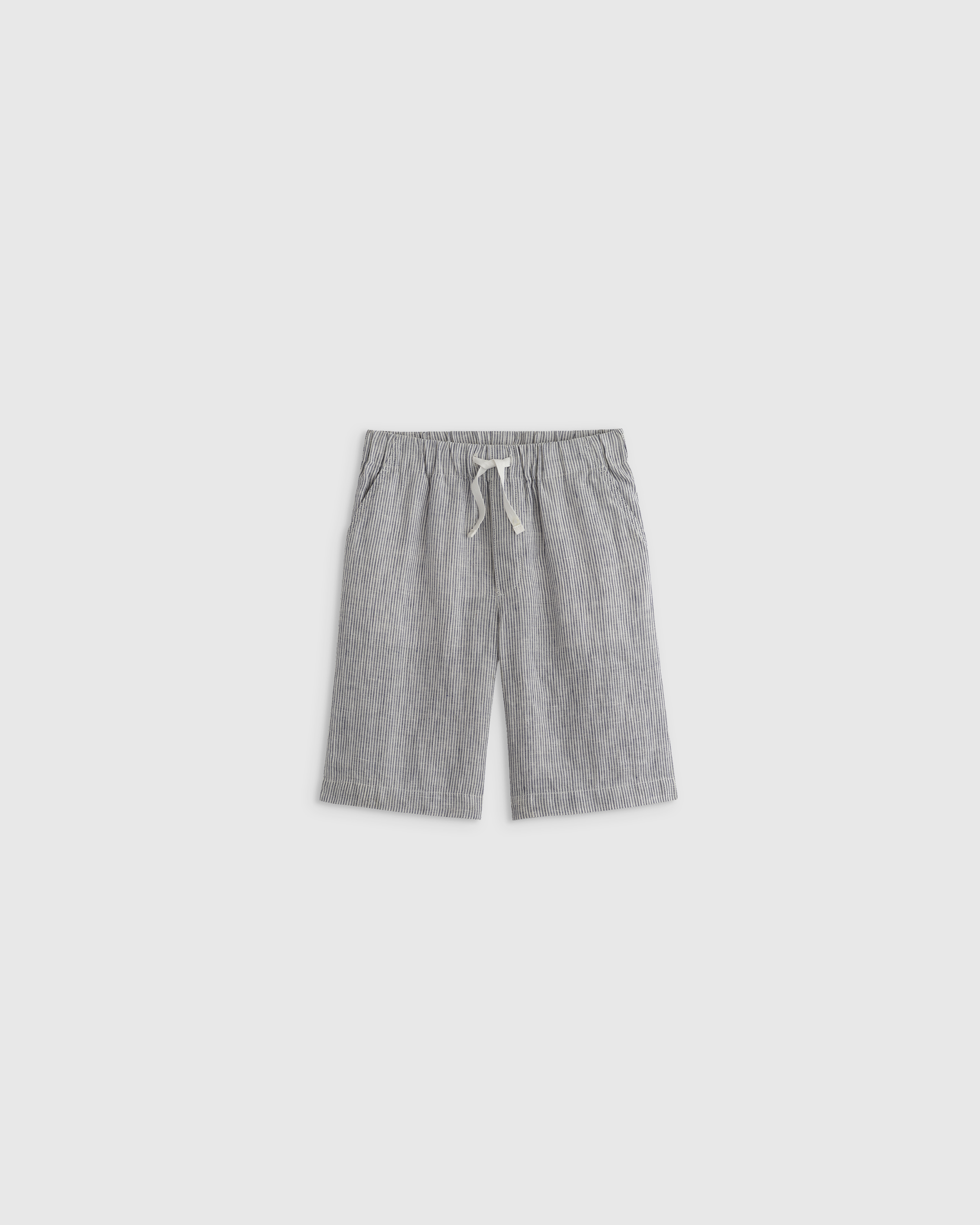 Quince 100% European Linen Pull-on Shorts In Blue Pinstripe