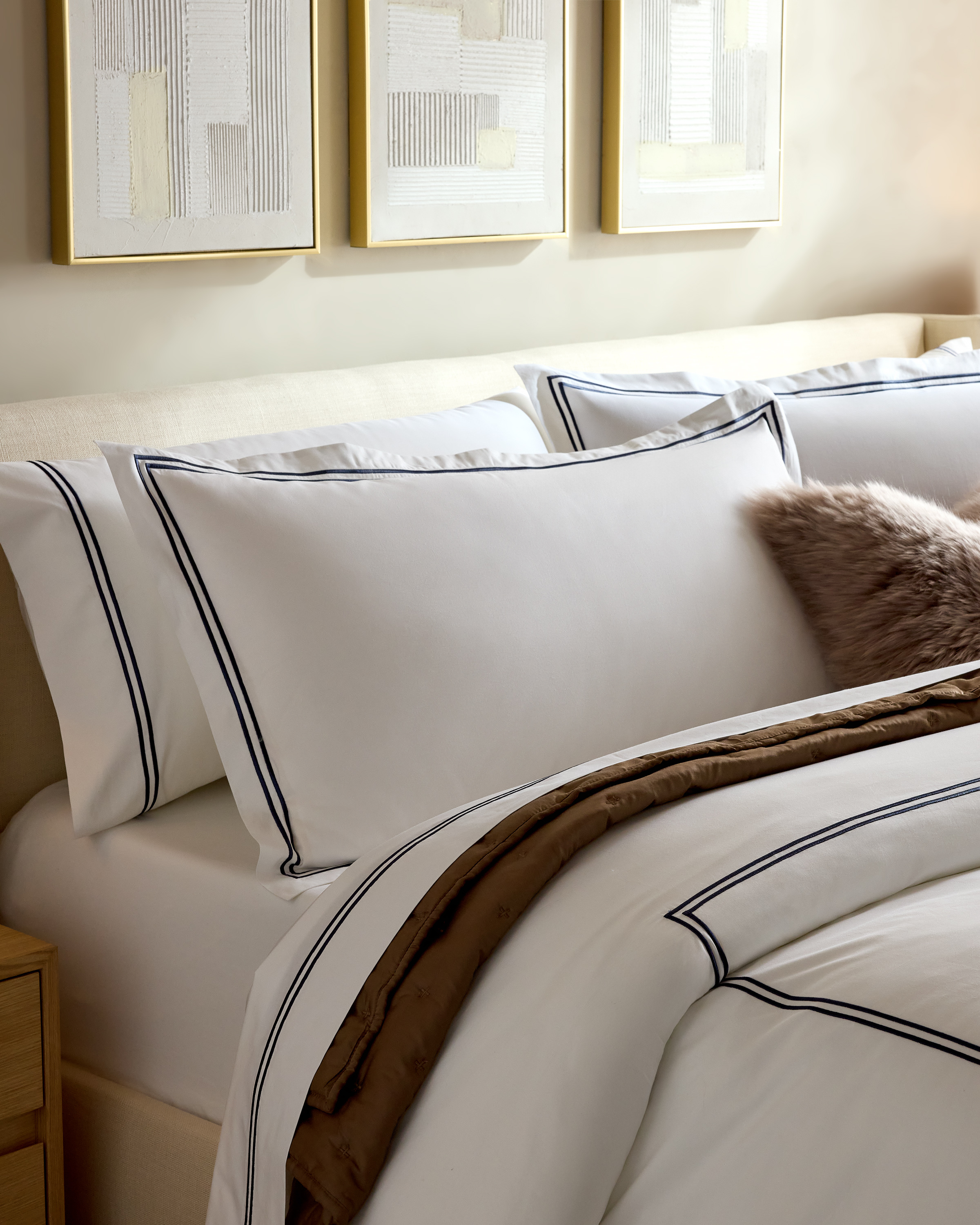 Classic Organic Percale Embellished Duvet Cover Set - thumbnail 3