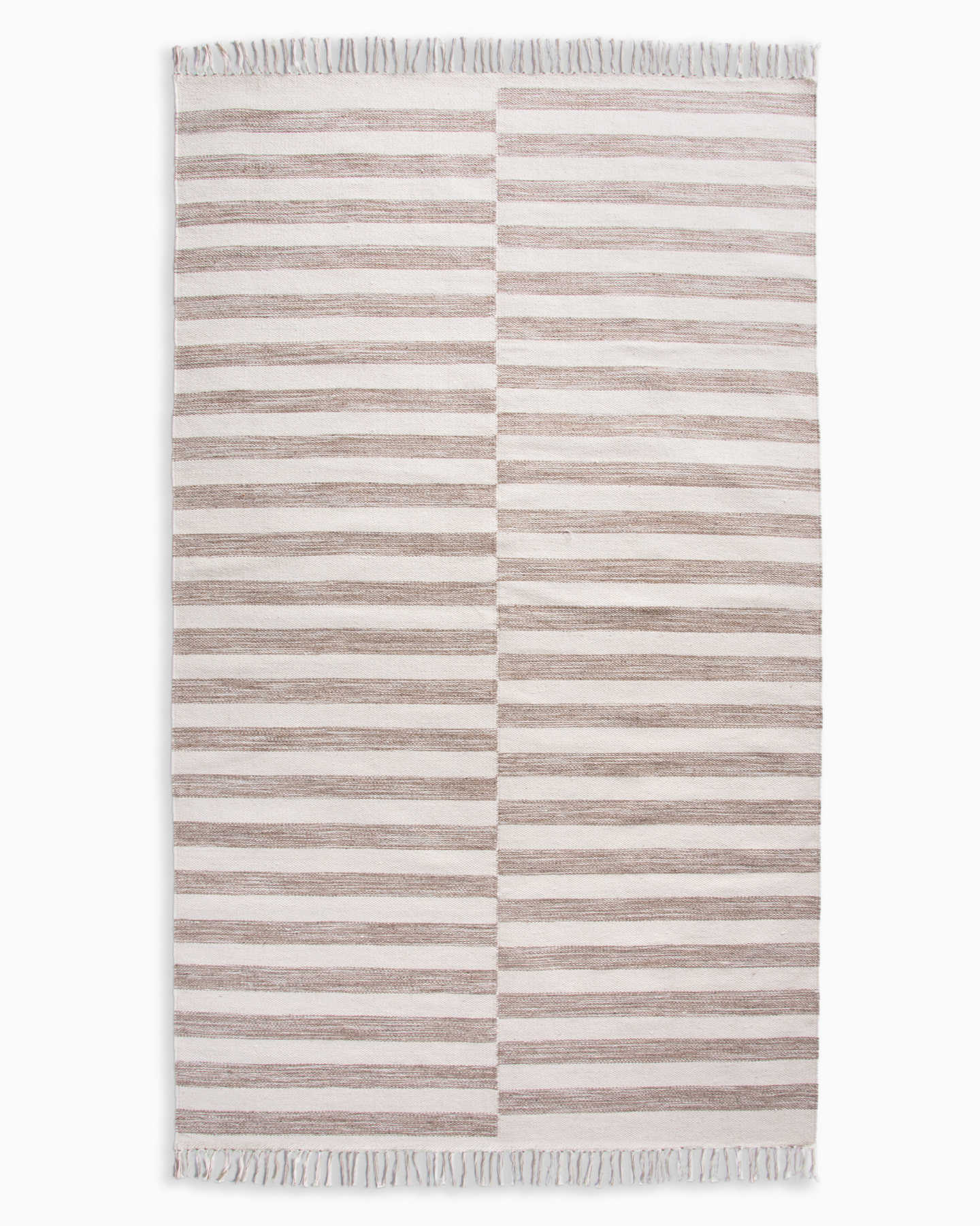 Modern Stripe Wool Kilim Rug - Natural/Sand