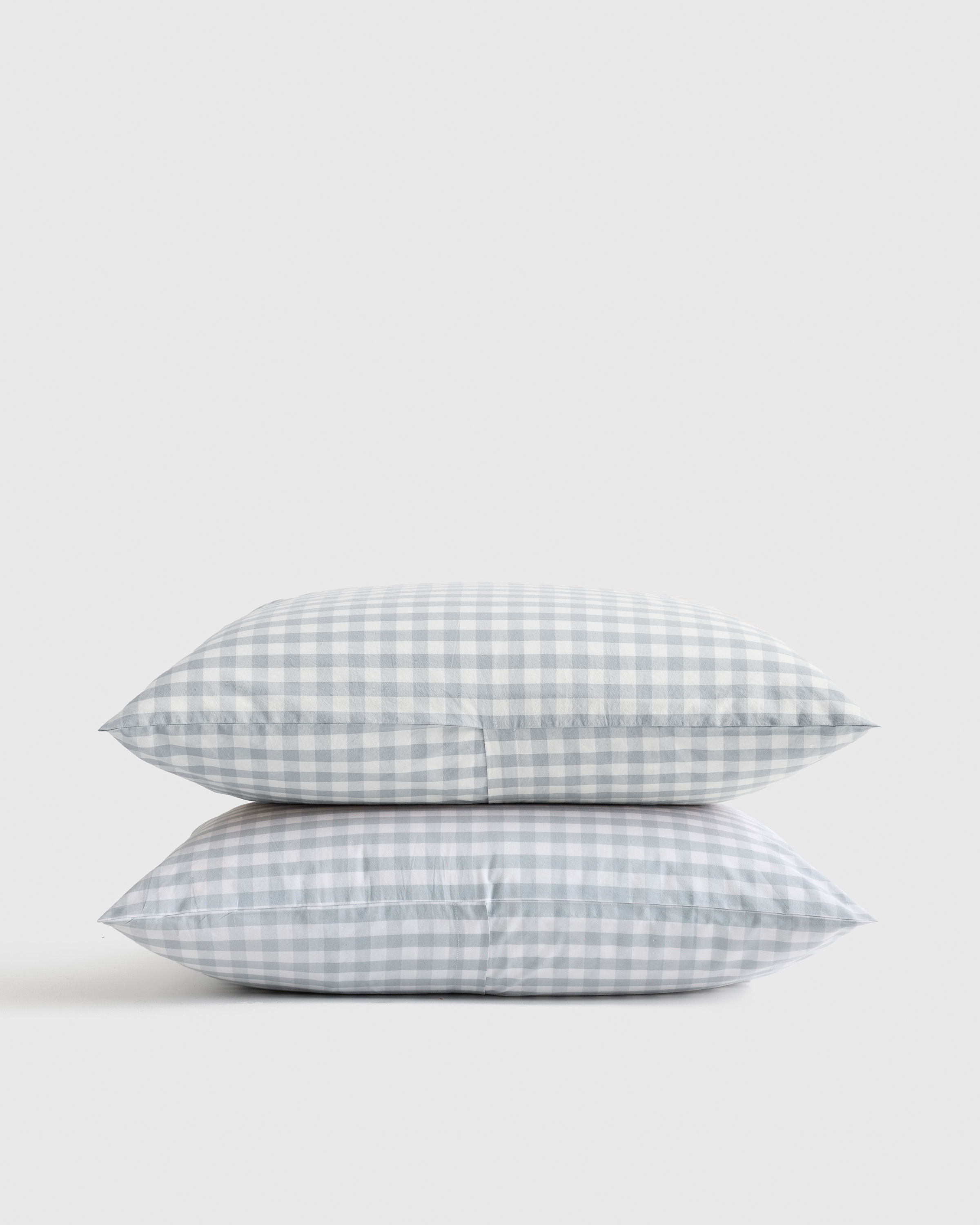 Classic Organic Percale Gingham Sham Set in Blue Fog