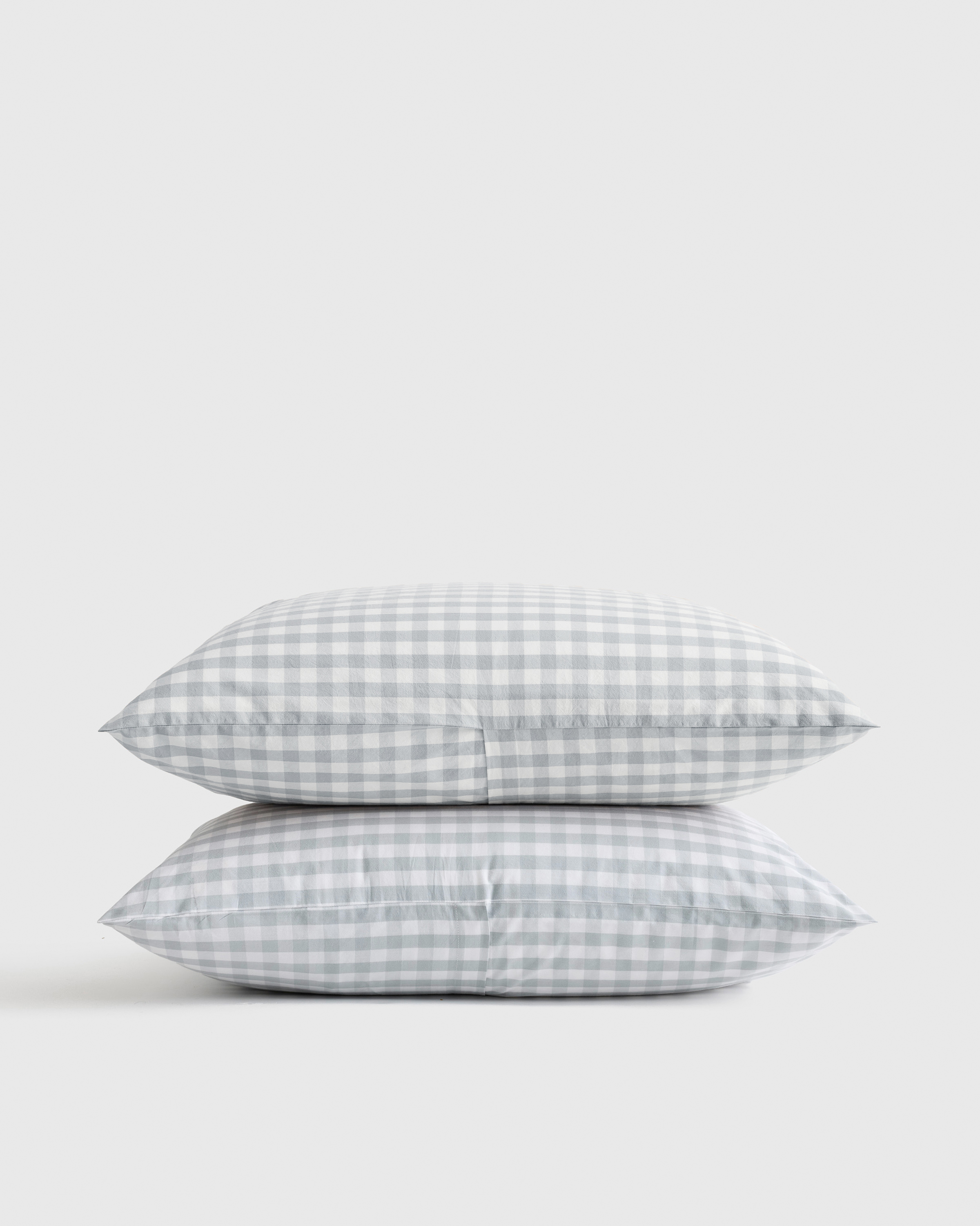 Classic Organic Percale Gingham Sham Set- Blue Fog, King