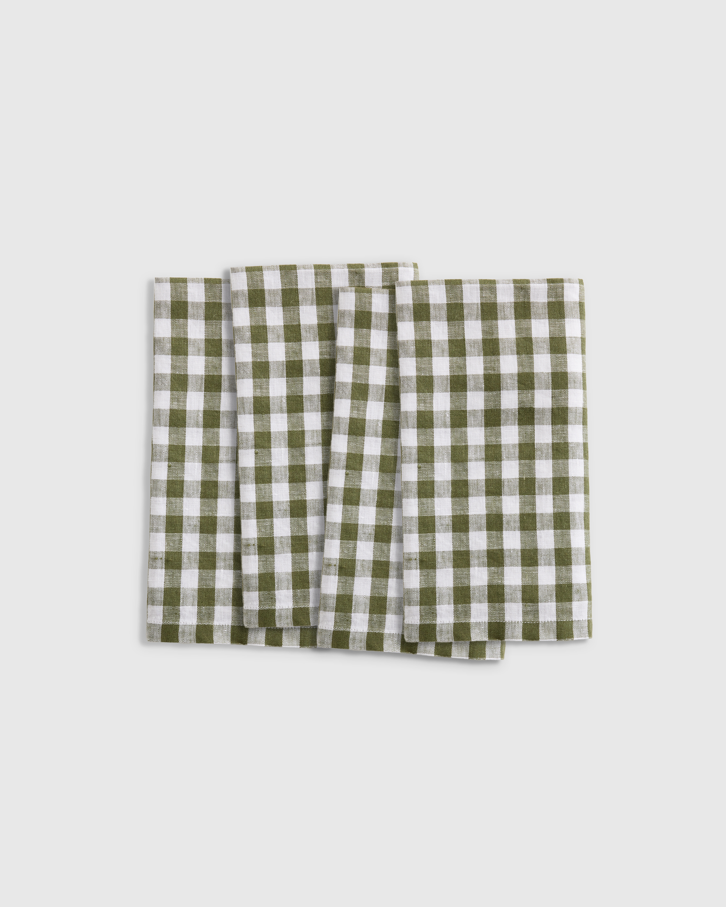 Quince European Linen Gingham Napkins In Olive