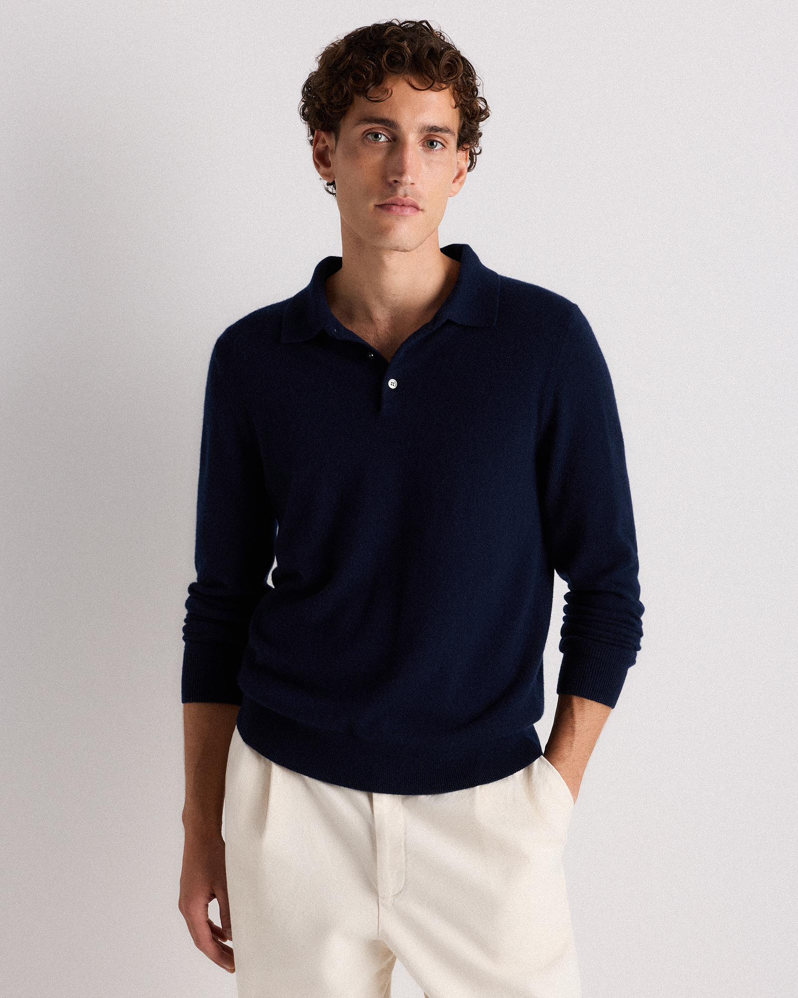 Mongolian Cashmere Polo Sweater