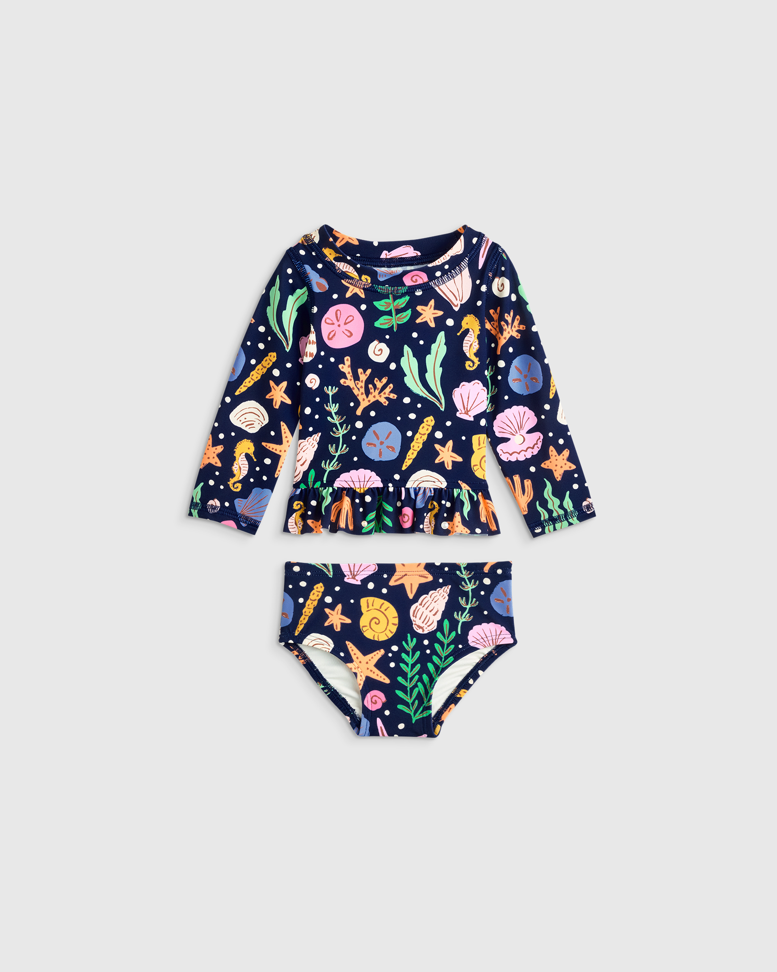 Long Sleeve Ruffle Rash Guard Two-Piece Swimsuit - Baby Girl - thumbnail 6