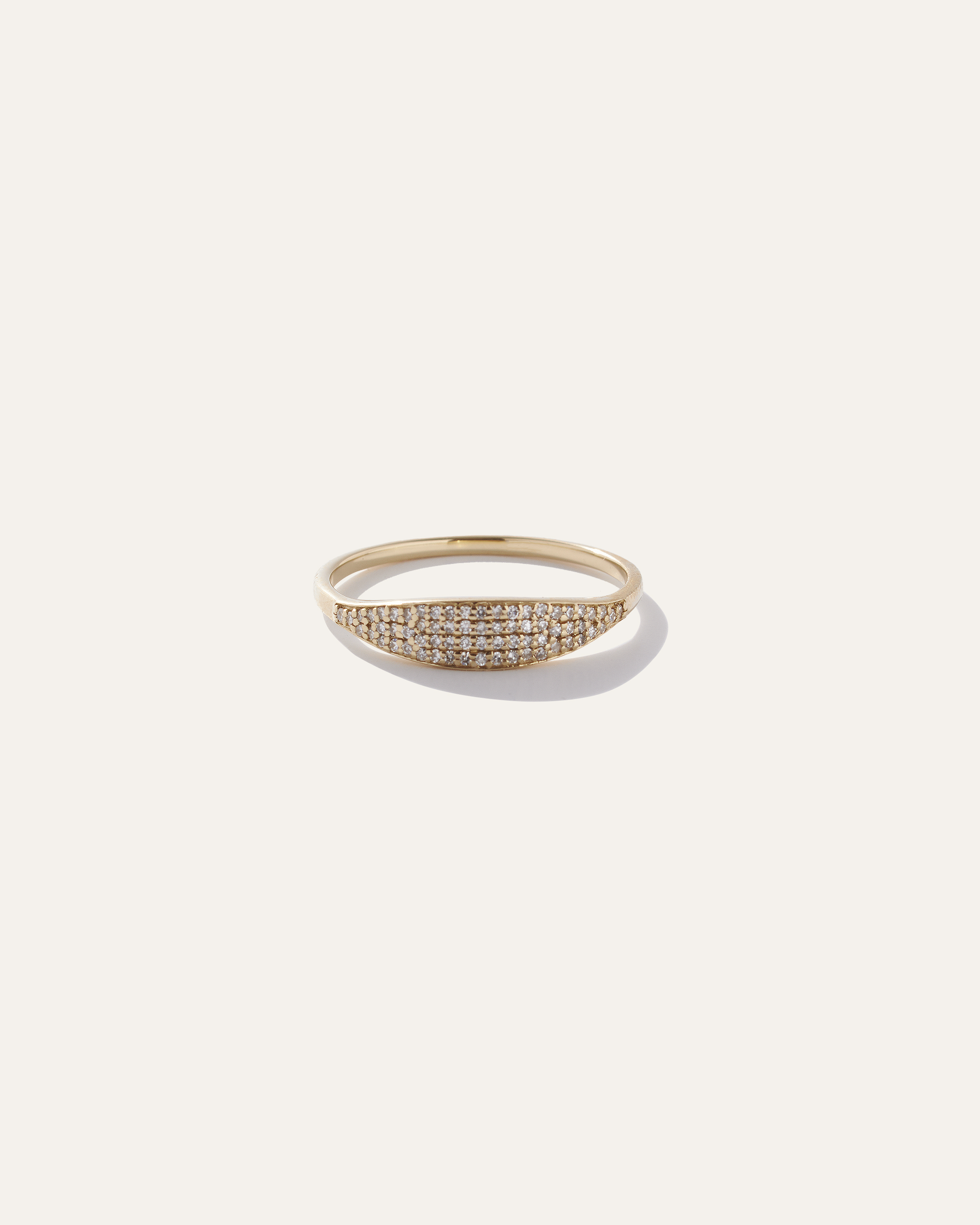 Quince Women's 14k Gold Pave Slim Signet Ring In Yellow Gold