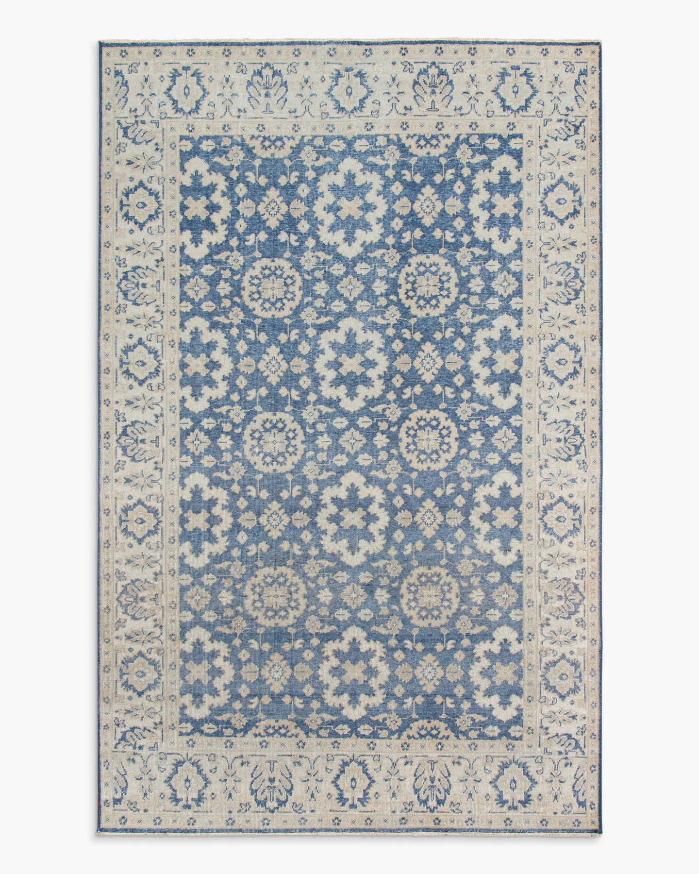 Rosalind Hand-Knotted Wool Rug - Blue/Ivory