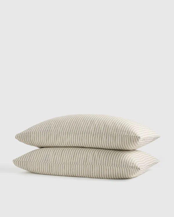 European Linen Stripe Pillowcases Set