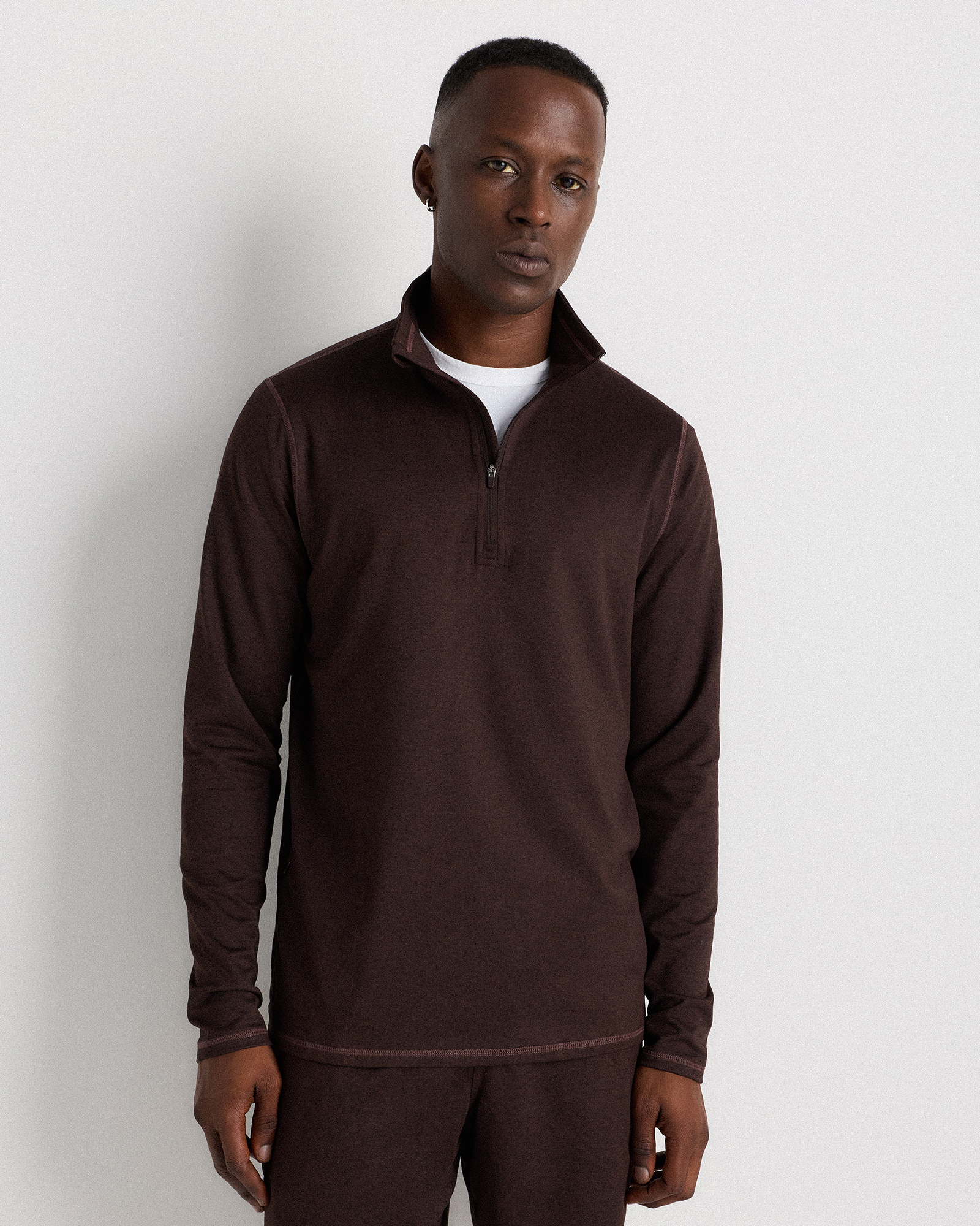 Flowknit Performance Half-Zip in Heather Coffee Bean Brown