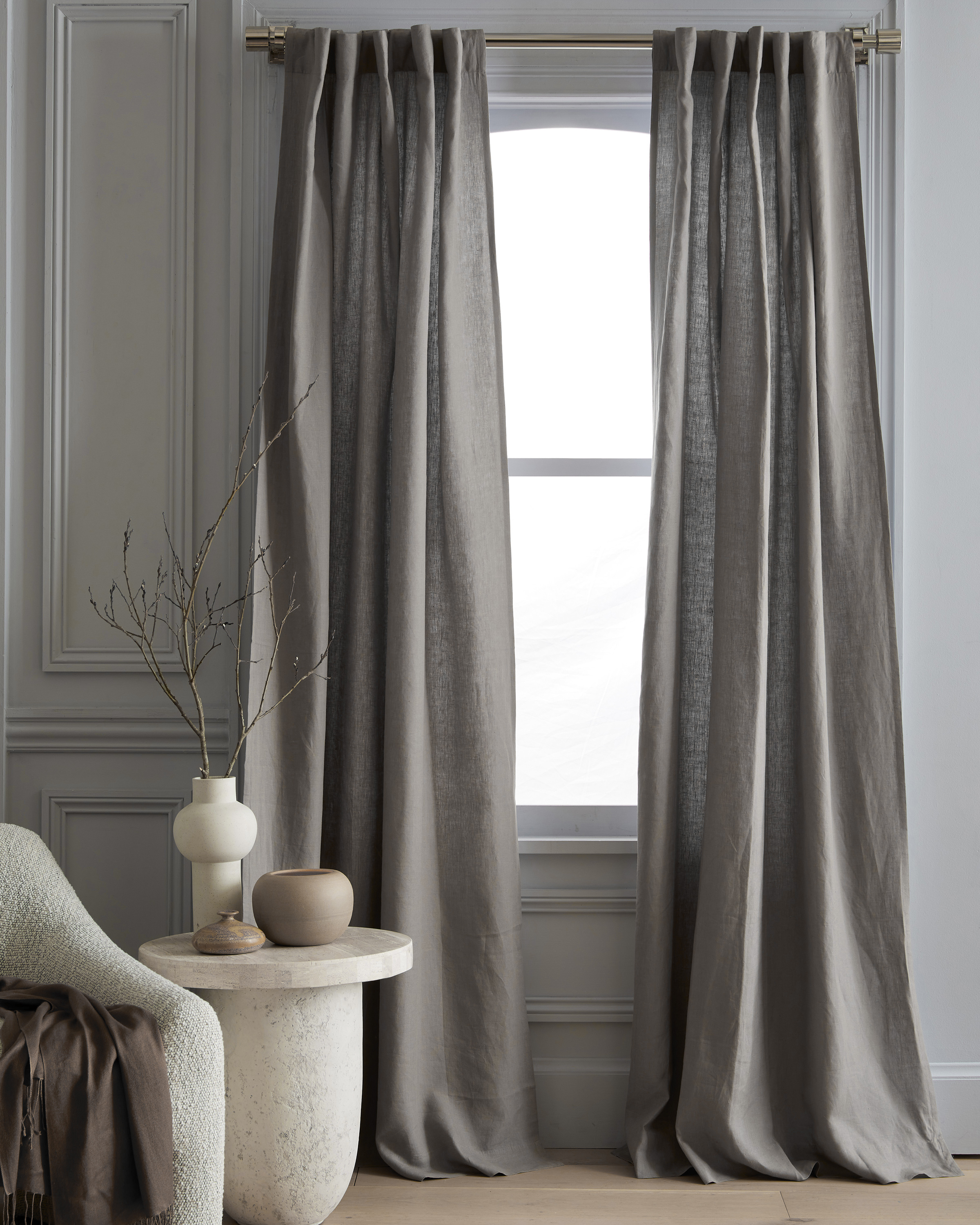 Quince European Linen Curtain In Grey