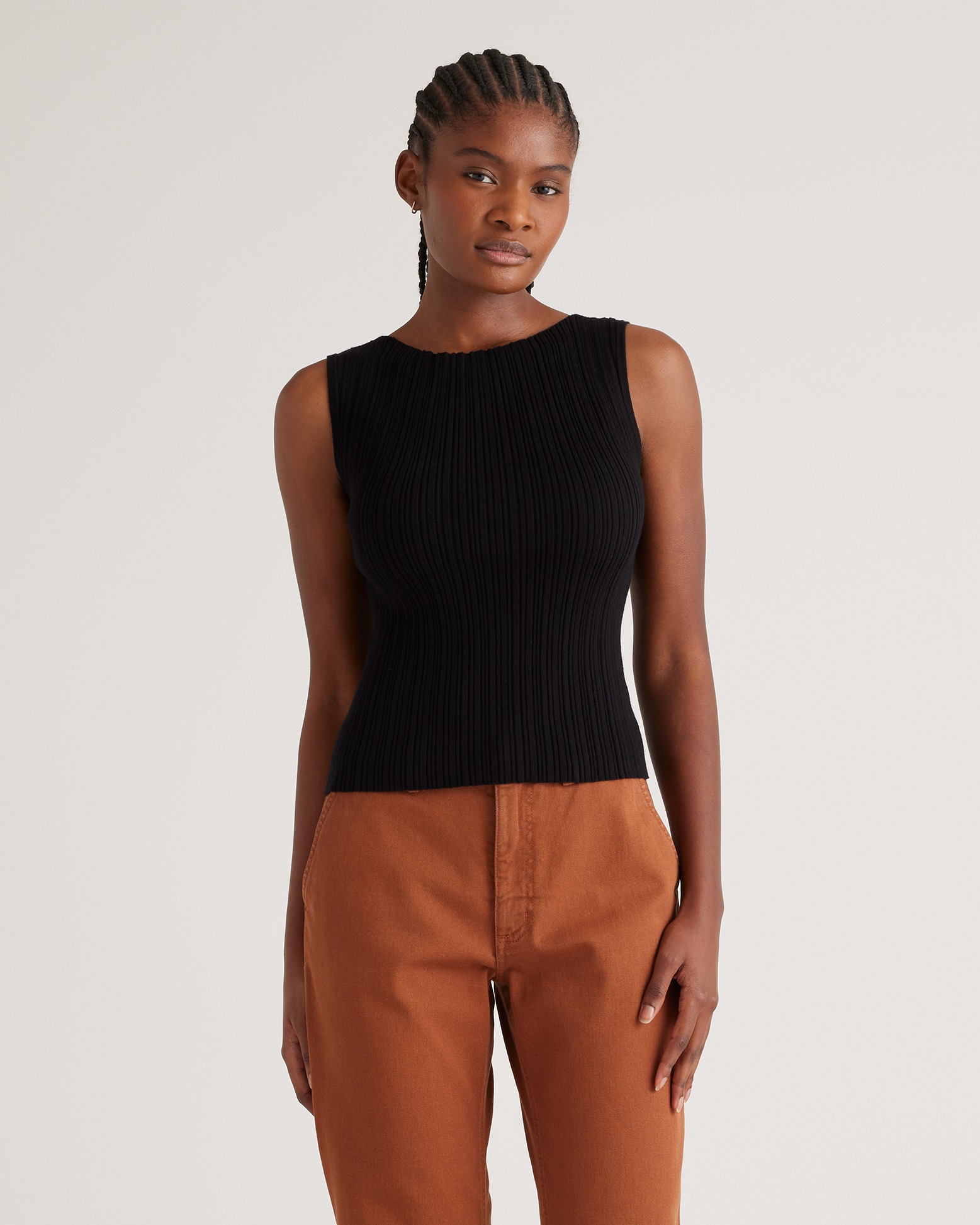 Cotton Cashmere Ribbed Tank