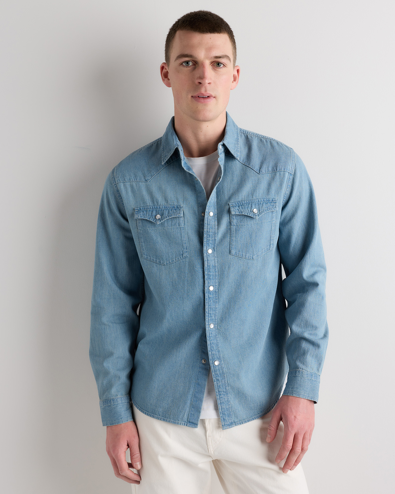 Pearl Snap Denim Western Shirt