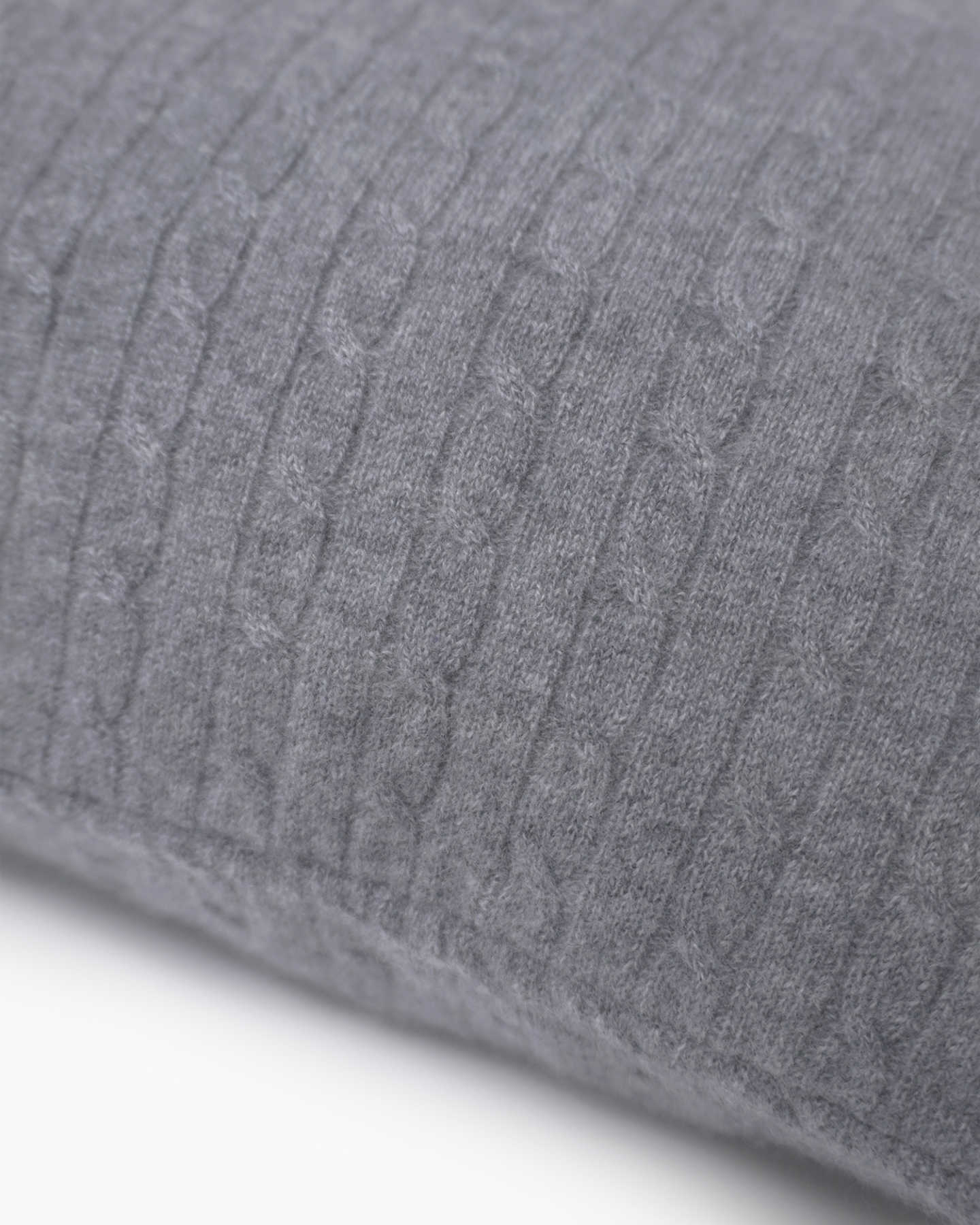 Cable Knit Cashmere Pillow Cover - Heather Grey - 1 - Thumbnail