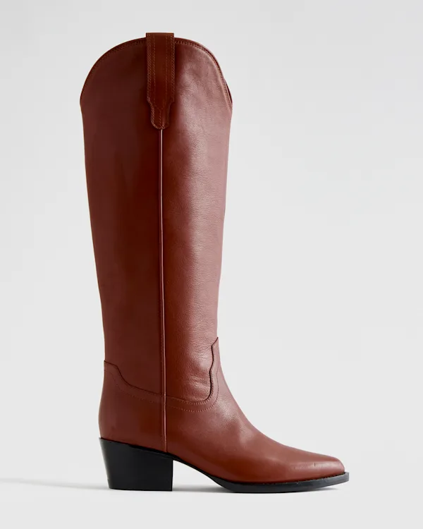 Italian Leather Tall Western Boots