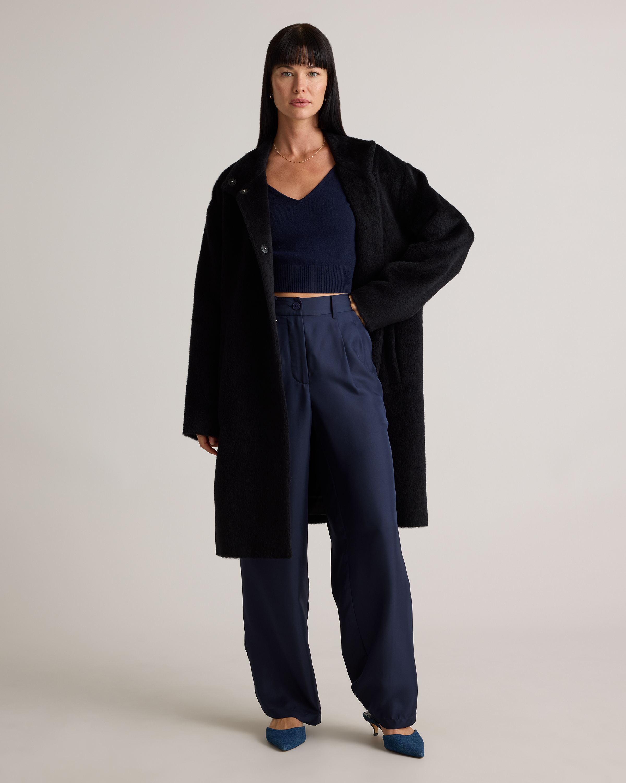 Alpaca-Wool Stand Collar Coat
