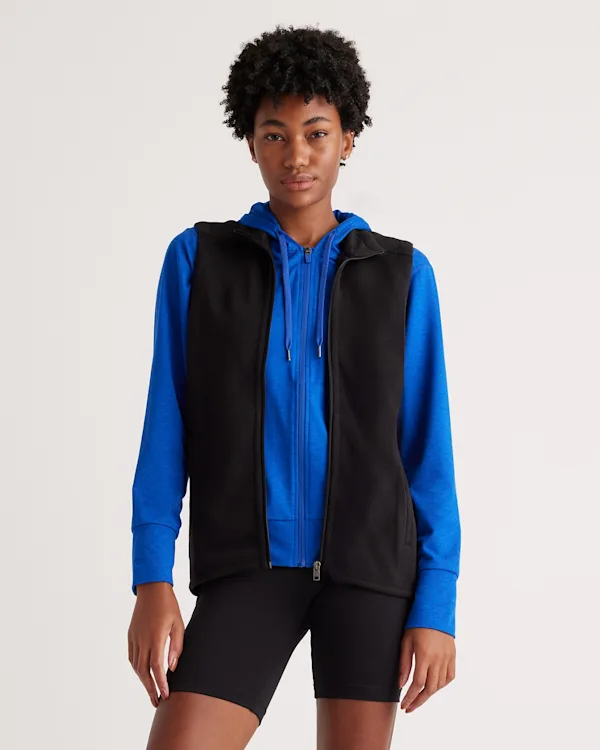 Sweater-Knit Fleece Full-Zip Vest