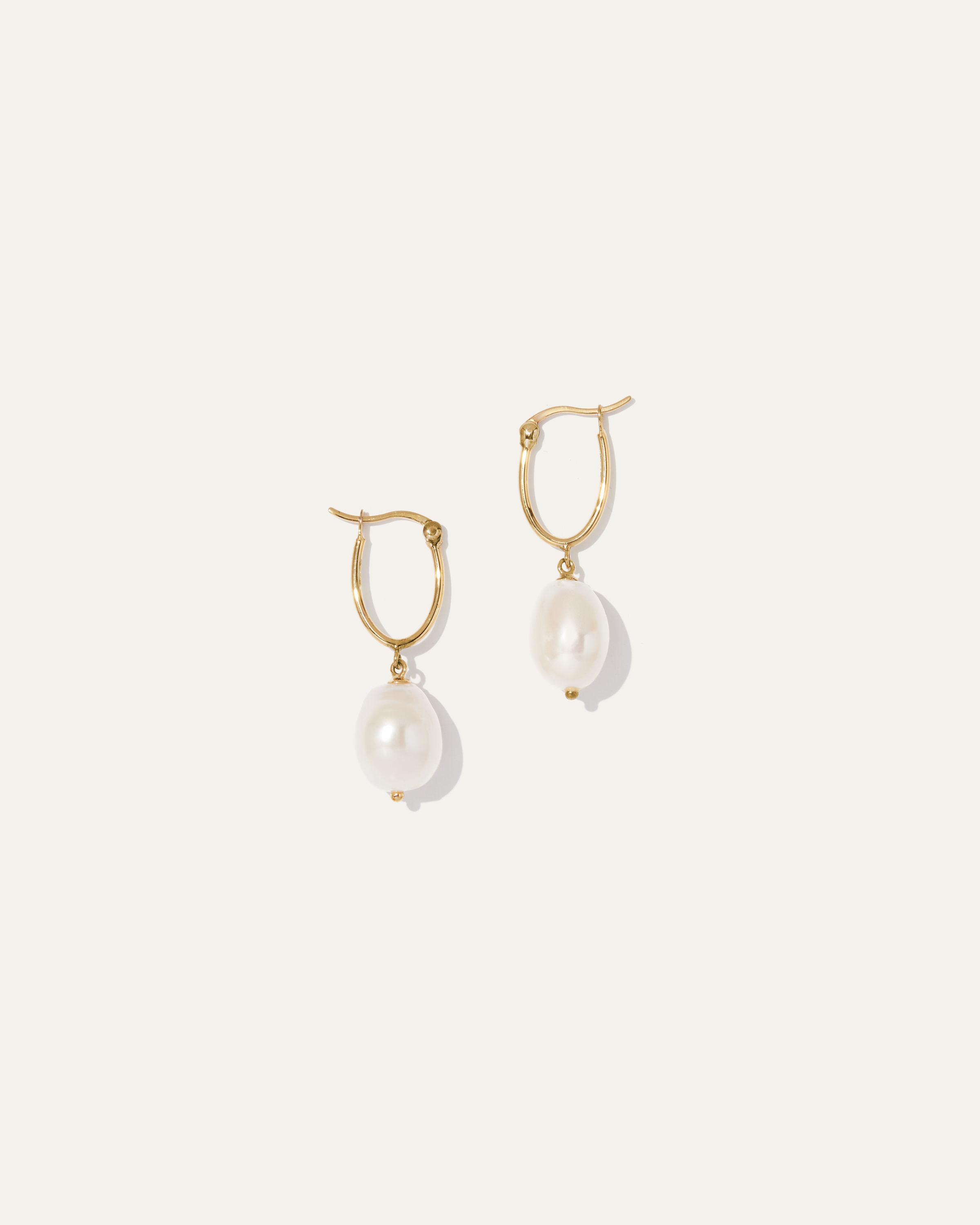 Quince Women's Organic Freshwater Cultured Pearl Hoop Earrings In Gold Vermeil