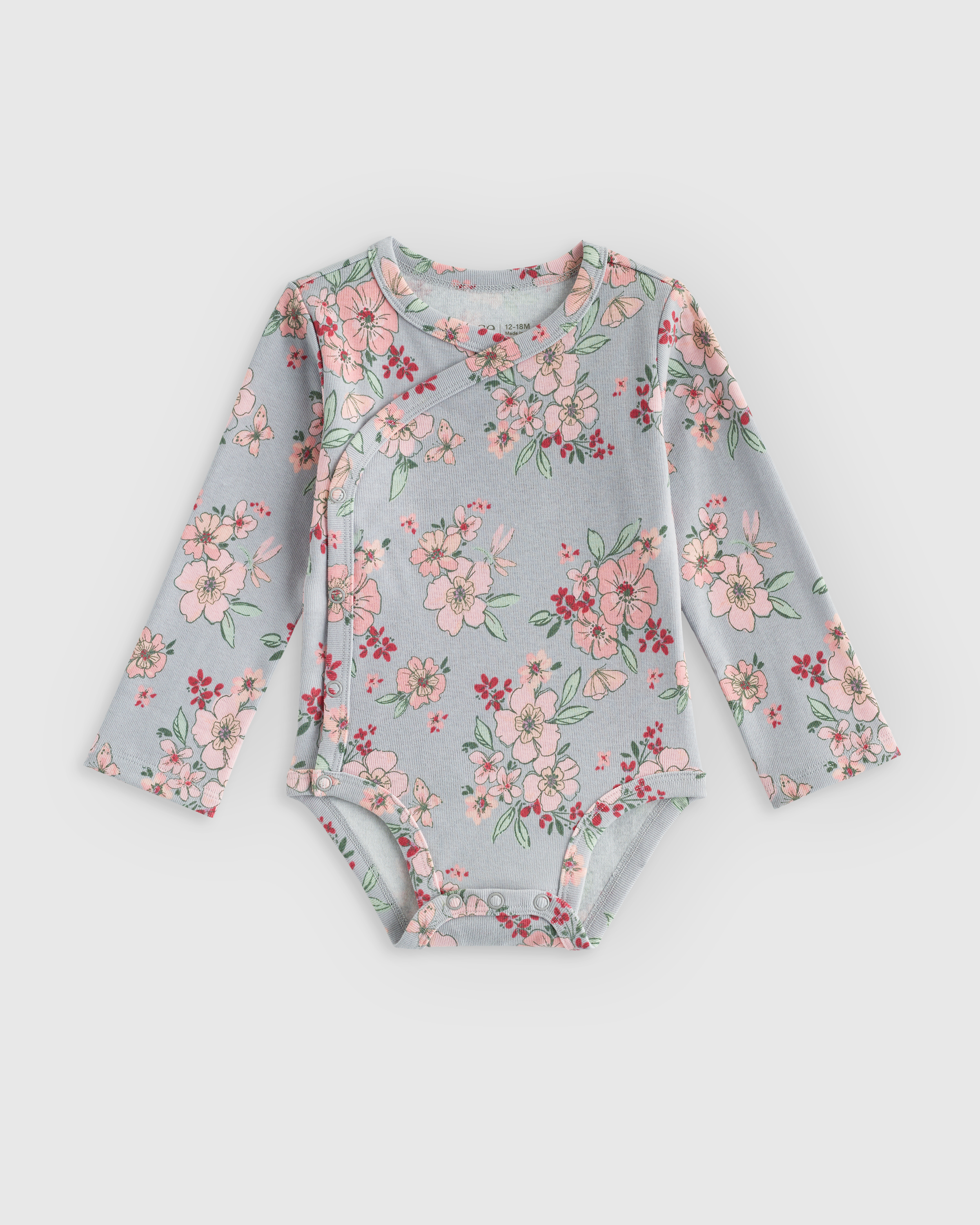 100% Organic Cotton Long Sleeve Snap Over Bodysuit 4-Pack - Baby Girl - thumbnail 2